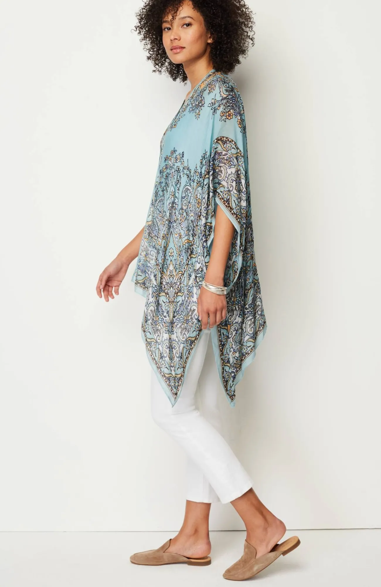 J.Jill Airy Paisley Ruana Turquoise Multi Cheap