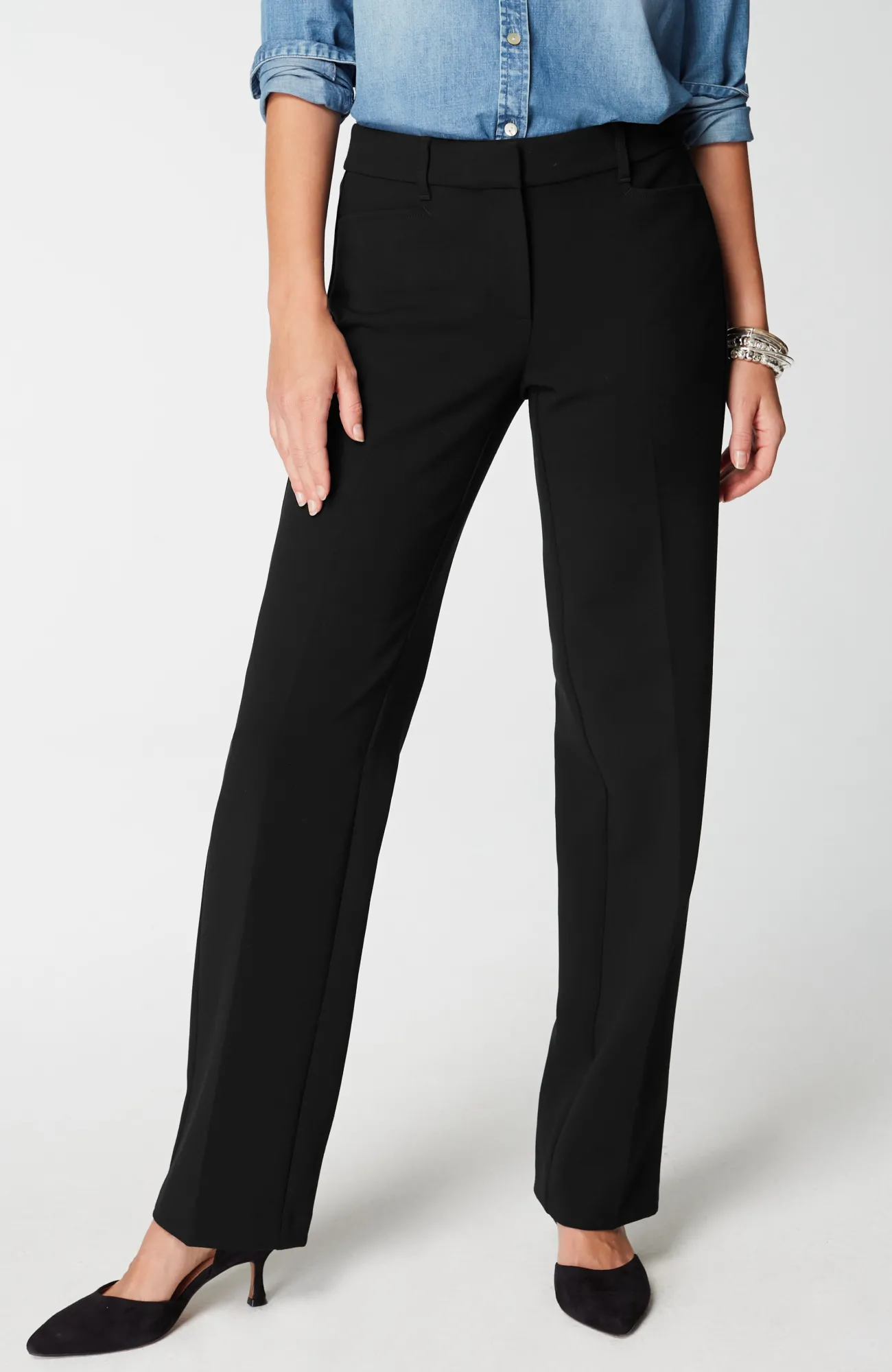 J.Jill Angled-Pockets Straight-Leg Pants Gingerbread Heather Cheap