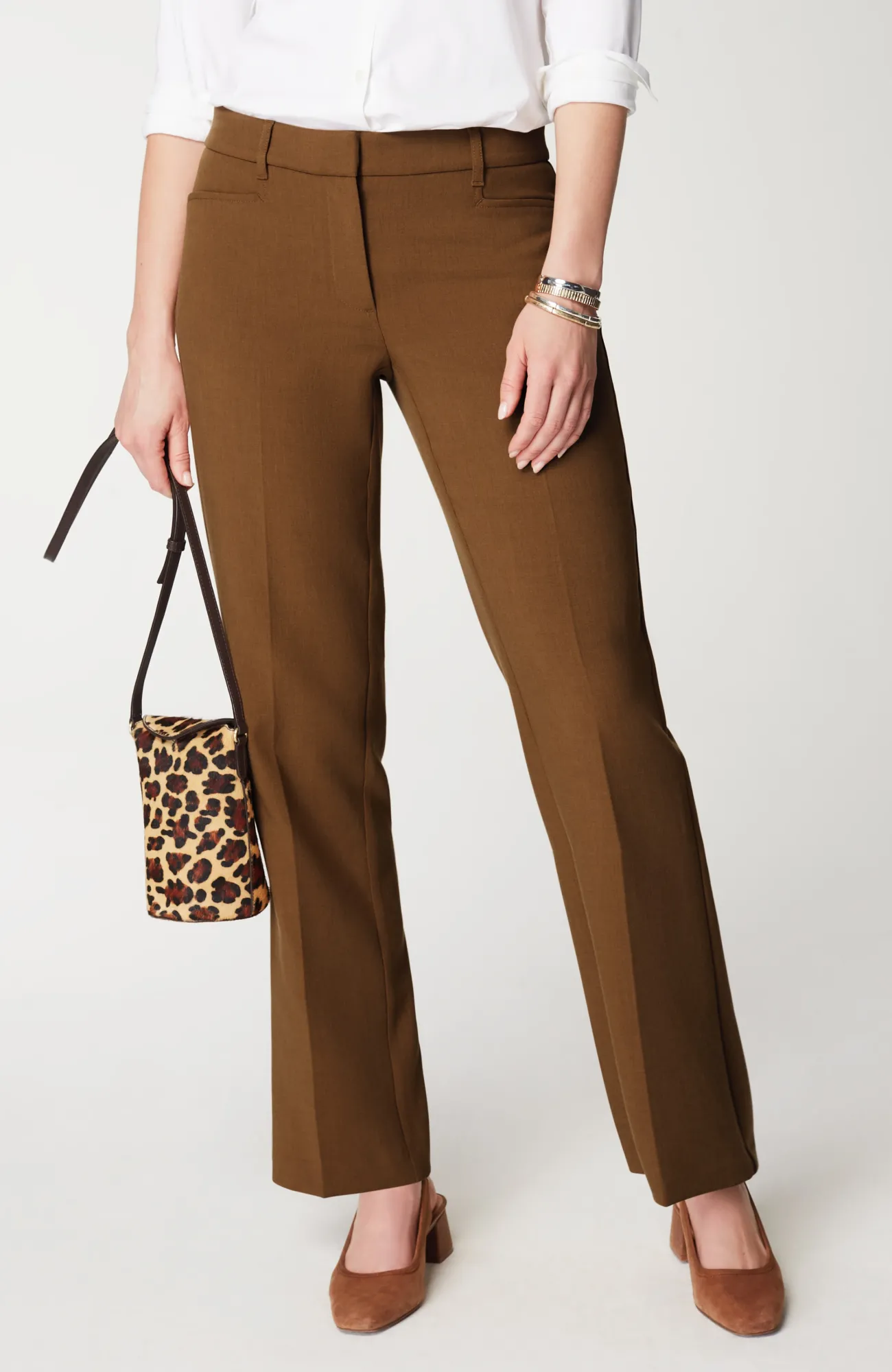 J.Jill Angled-Pockets Straight-Leg Pants Gingerbread Heather Cheap