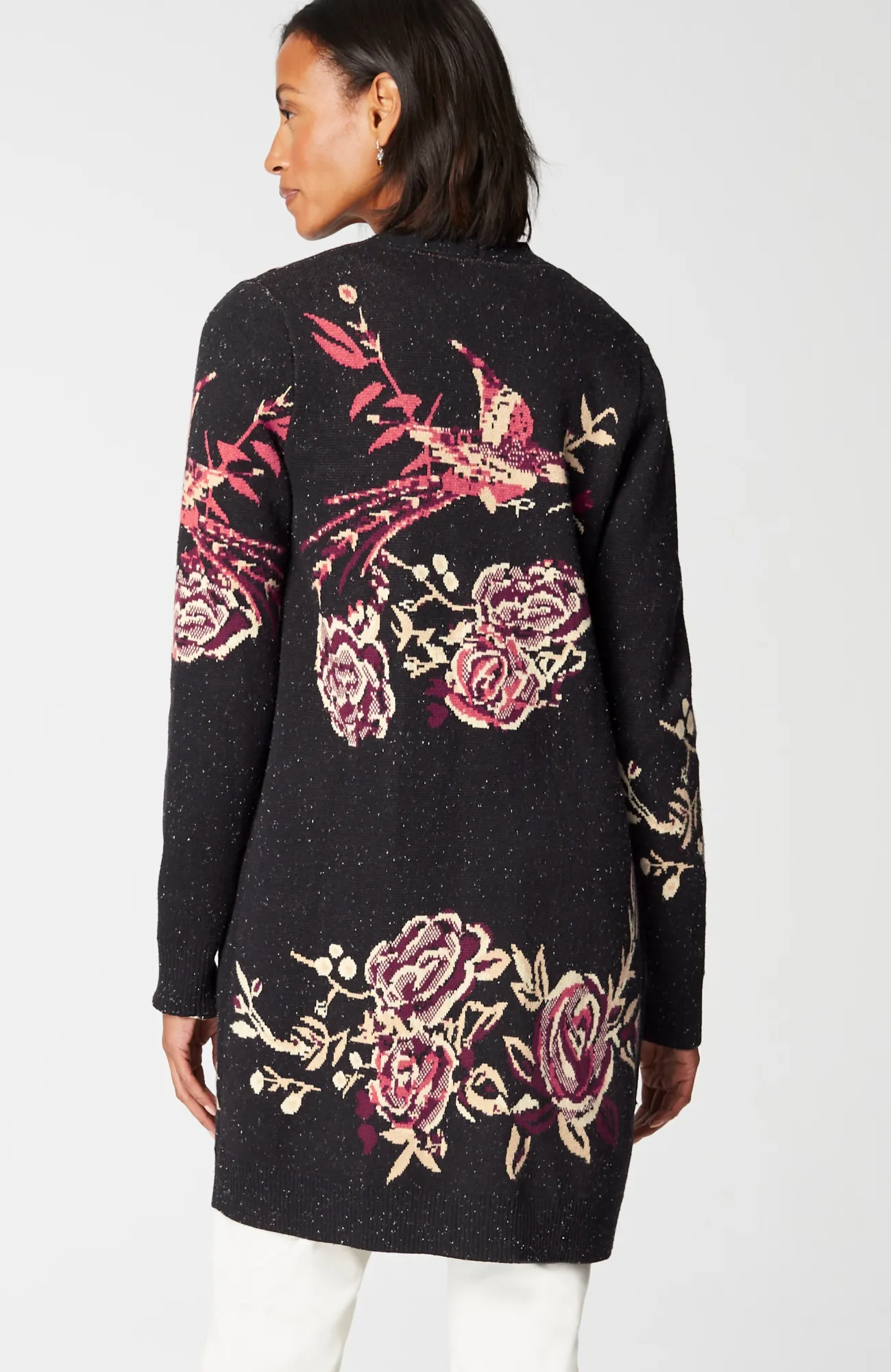J.Jill Botanical Gardens Sweater Topper Black Multi New