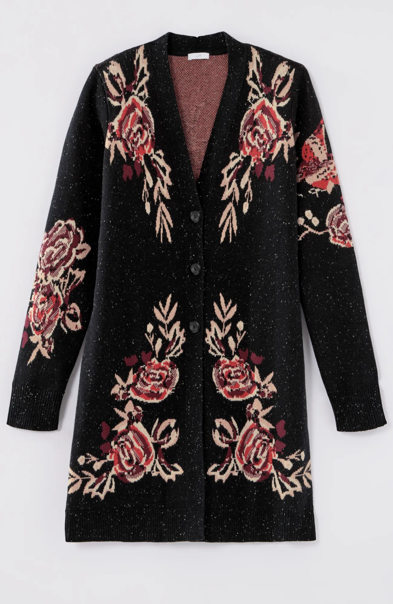 J.Jill Botanical Gardens Sweater Topper Black Multi New