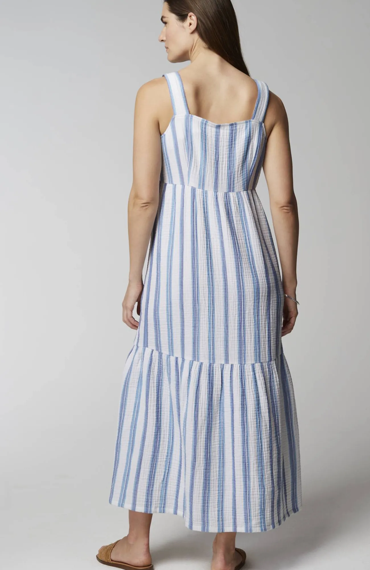 J.Jill Cabana-Striped Midi Dress White Multi Flash Sale