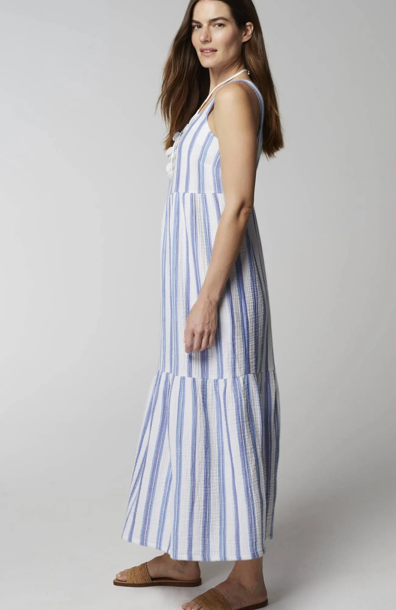 J.Jill Cabana-Striped Midi Dress White Multi Flash Sale