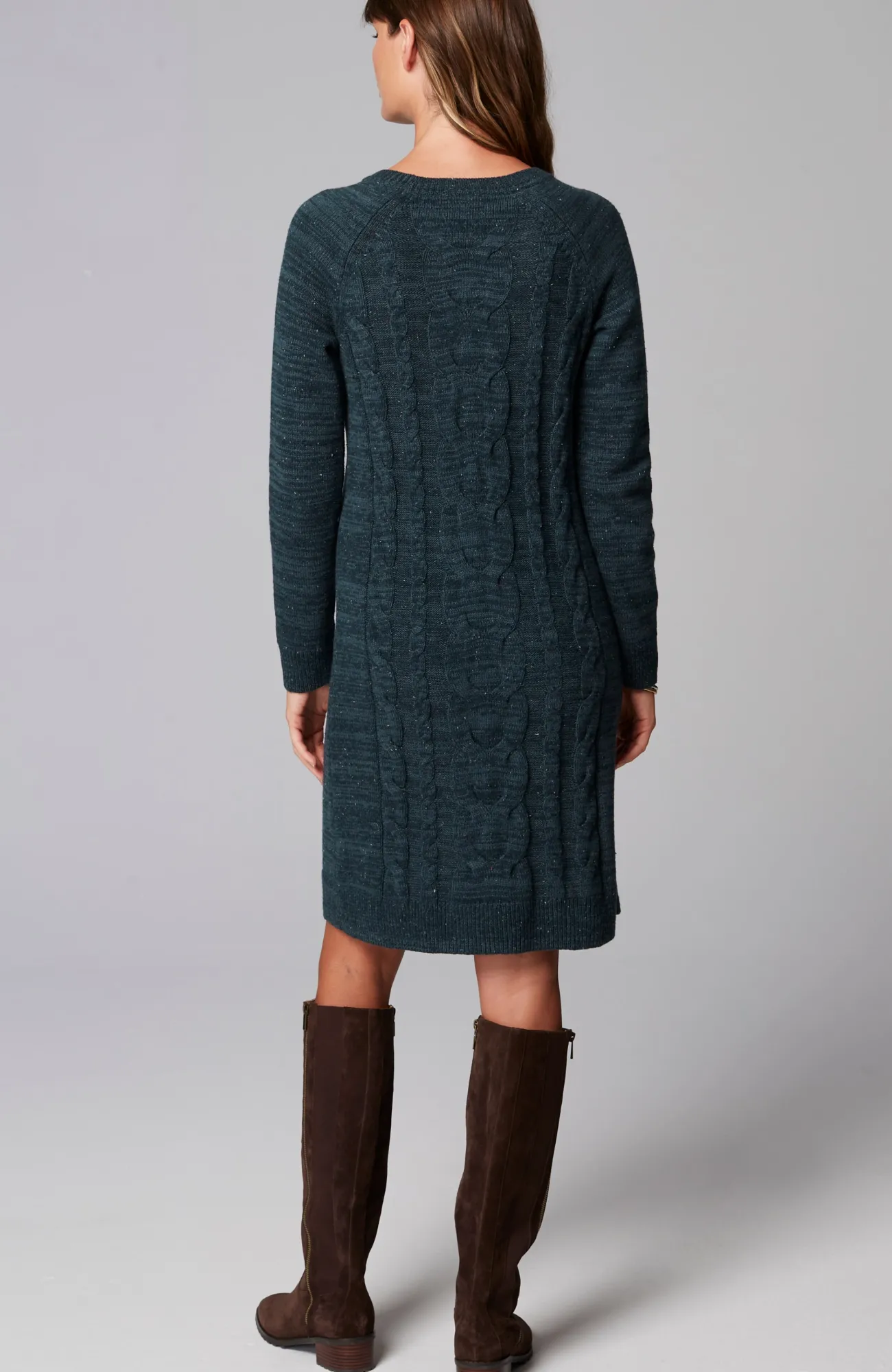 J.Jill Cabled Sweater Dress Dark Tidewater Heather Multi Online