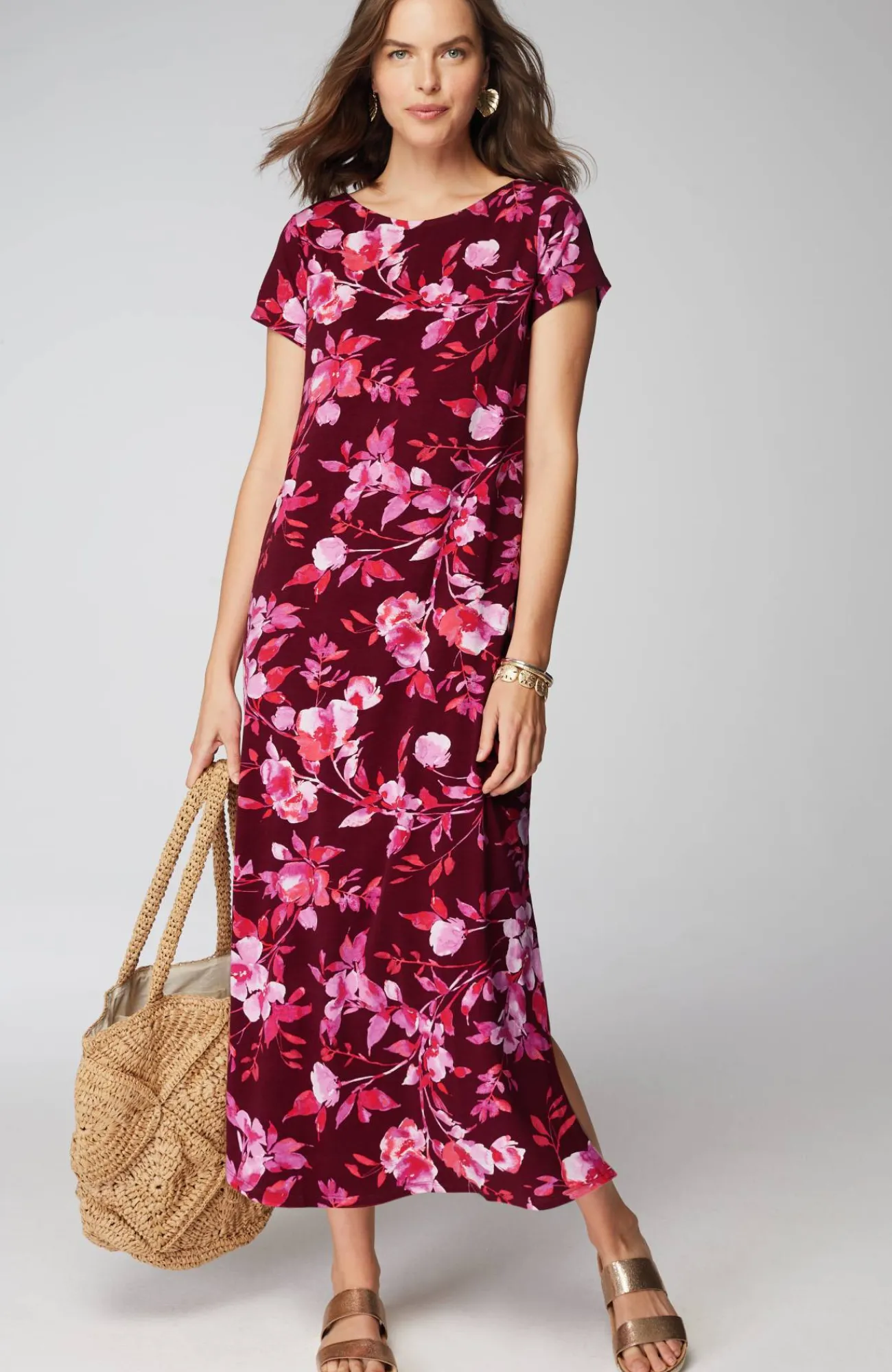 J.Jill Cap-Sleeve Maxi Dress Fashion