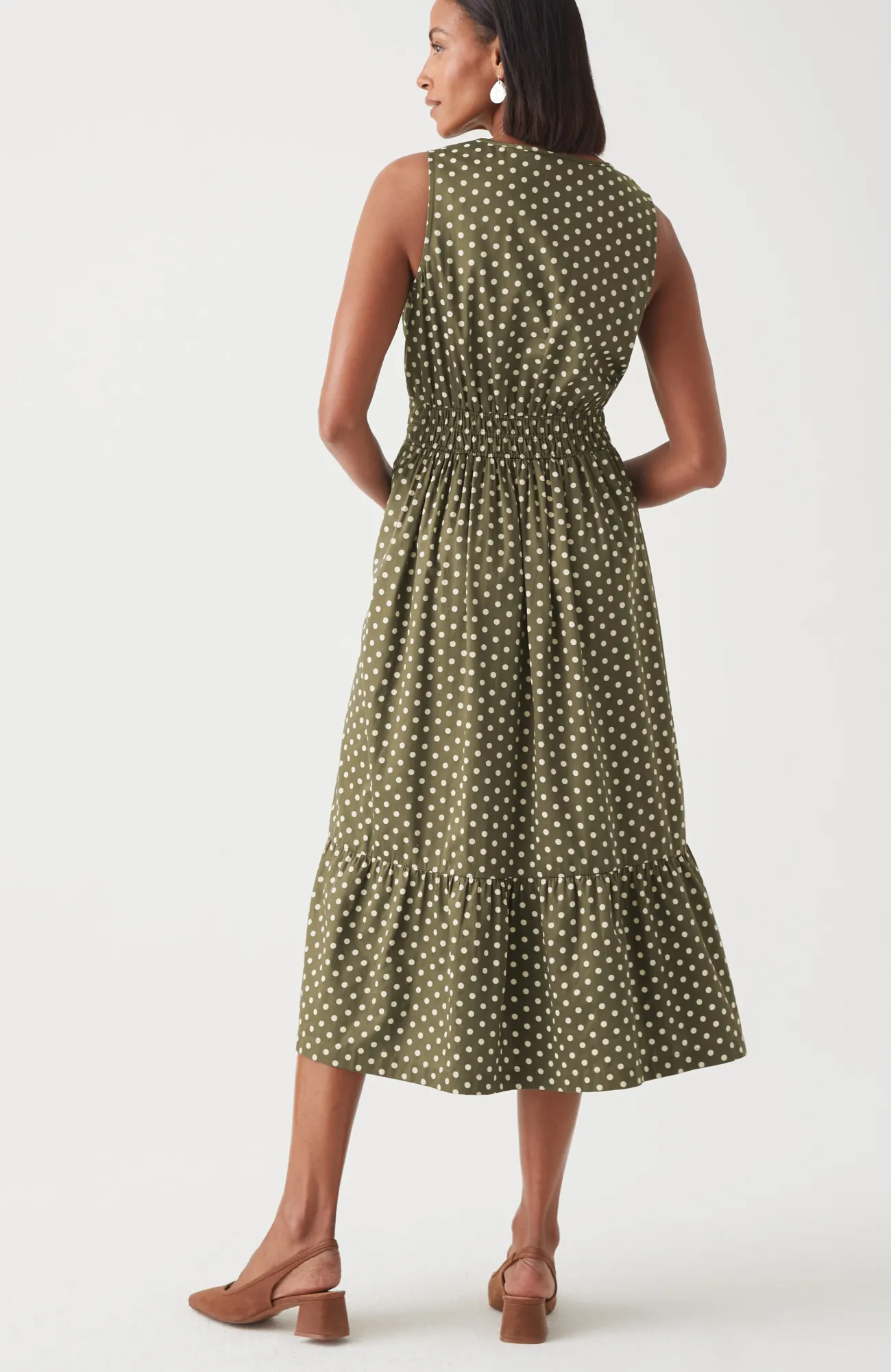 J.Jill Carefree Midi Dress Pesto Classic Dot Discount