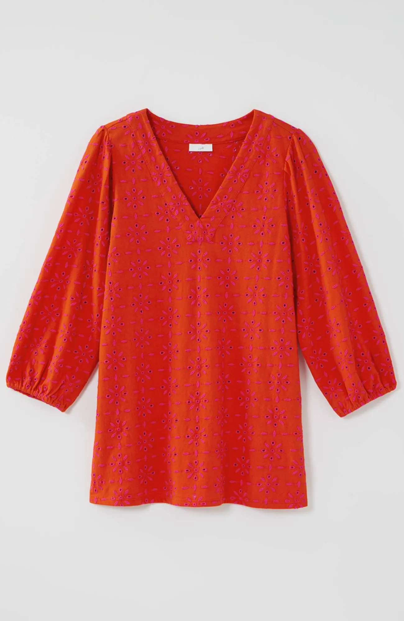 J.Jill Contrasting-Eyelet Tunic Orange Peel/fuchsia Fashion