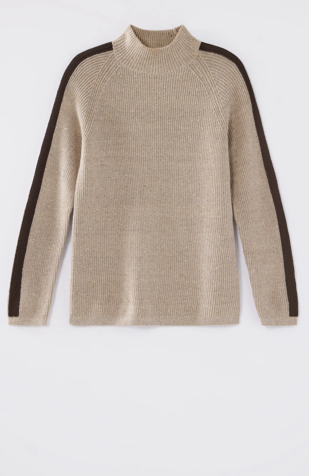 J.Jill Contrasting-Stripe Ribbed Sweater Porcini Heather/black Best