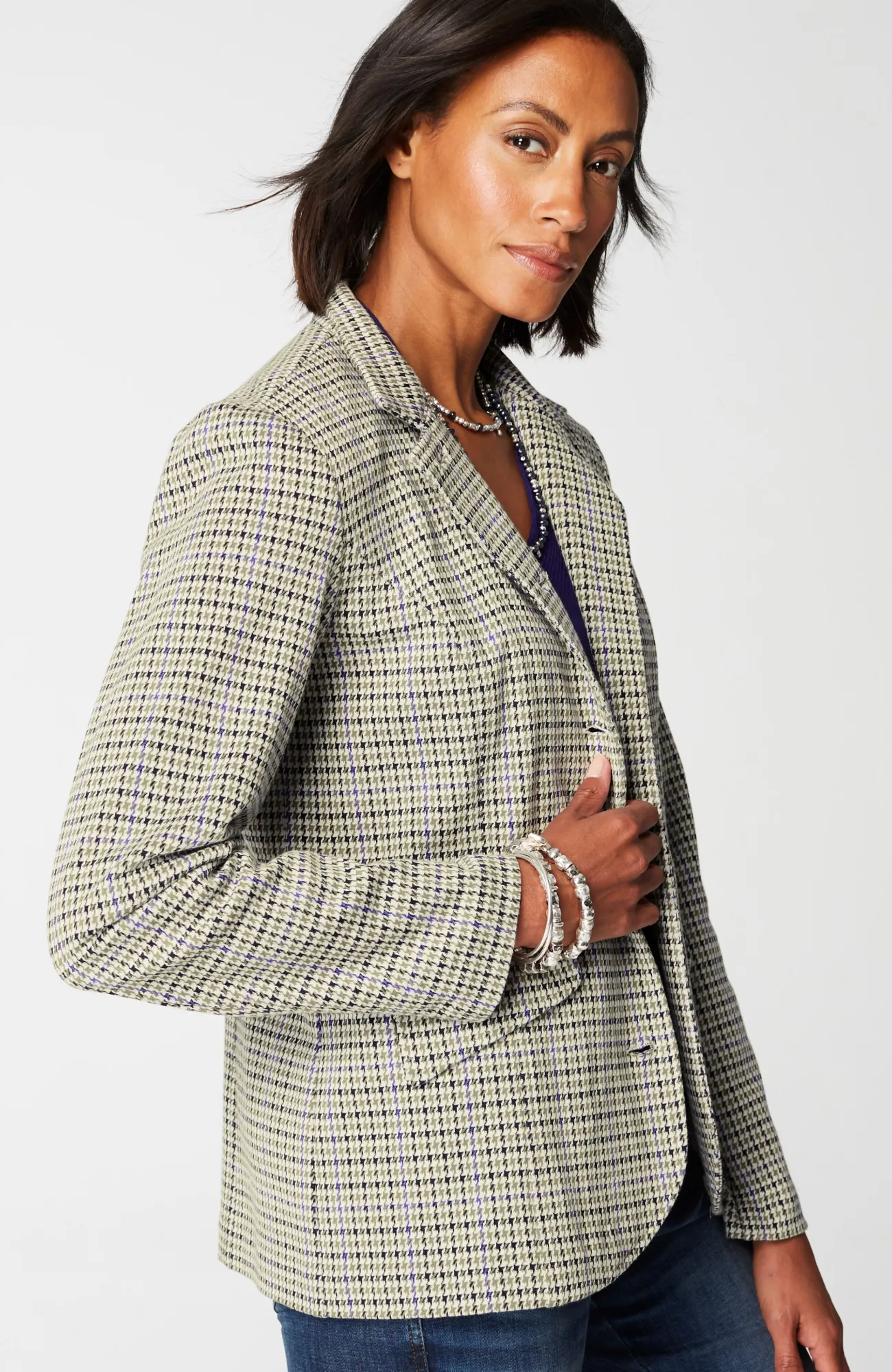 J.Jill Convertible-Collar Knit Blazer Barley Multi Cheap