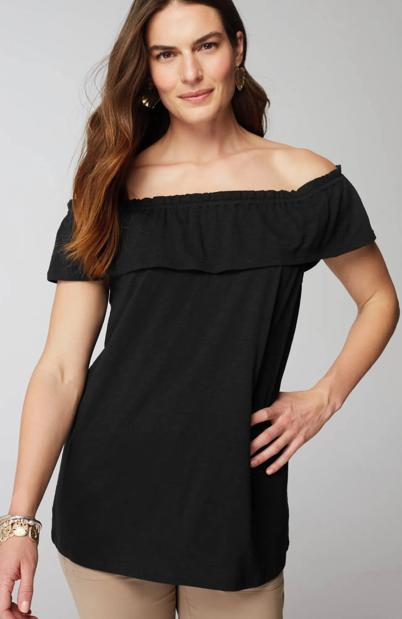 J.Jill Convertible-Shoulder Ruffled Top Best Sale