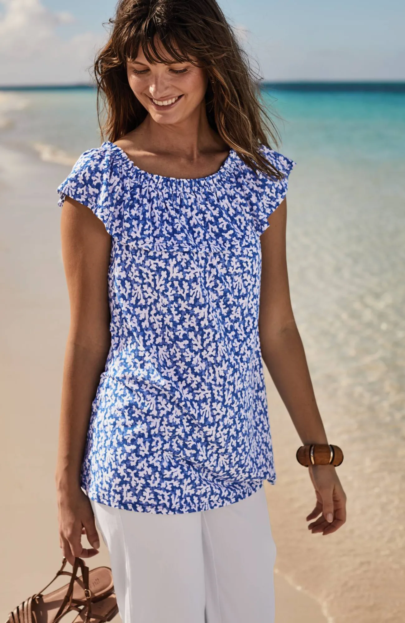J.Jill Convertible-Shoulder Ruffled Top Best Sale
