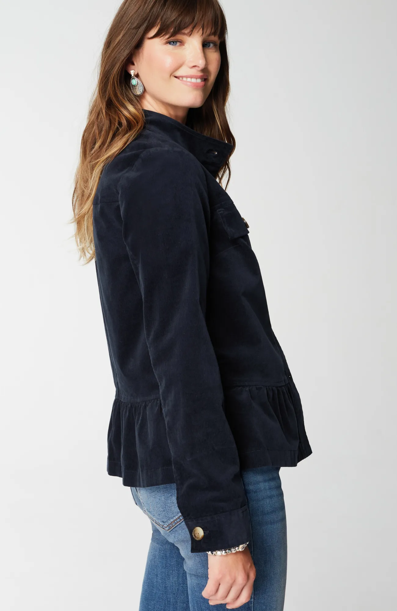 J.Jill Corduroy Peplum Jacket Navy Blue Cheap