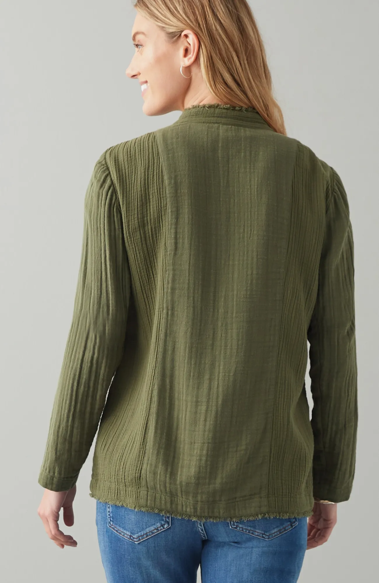 J.Jill Cotton-Gauze Fringe Jacket Hot