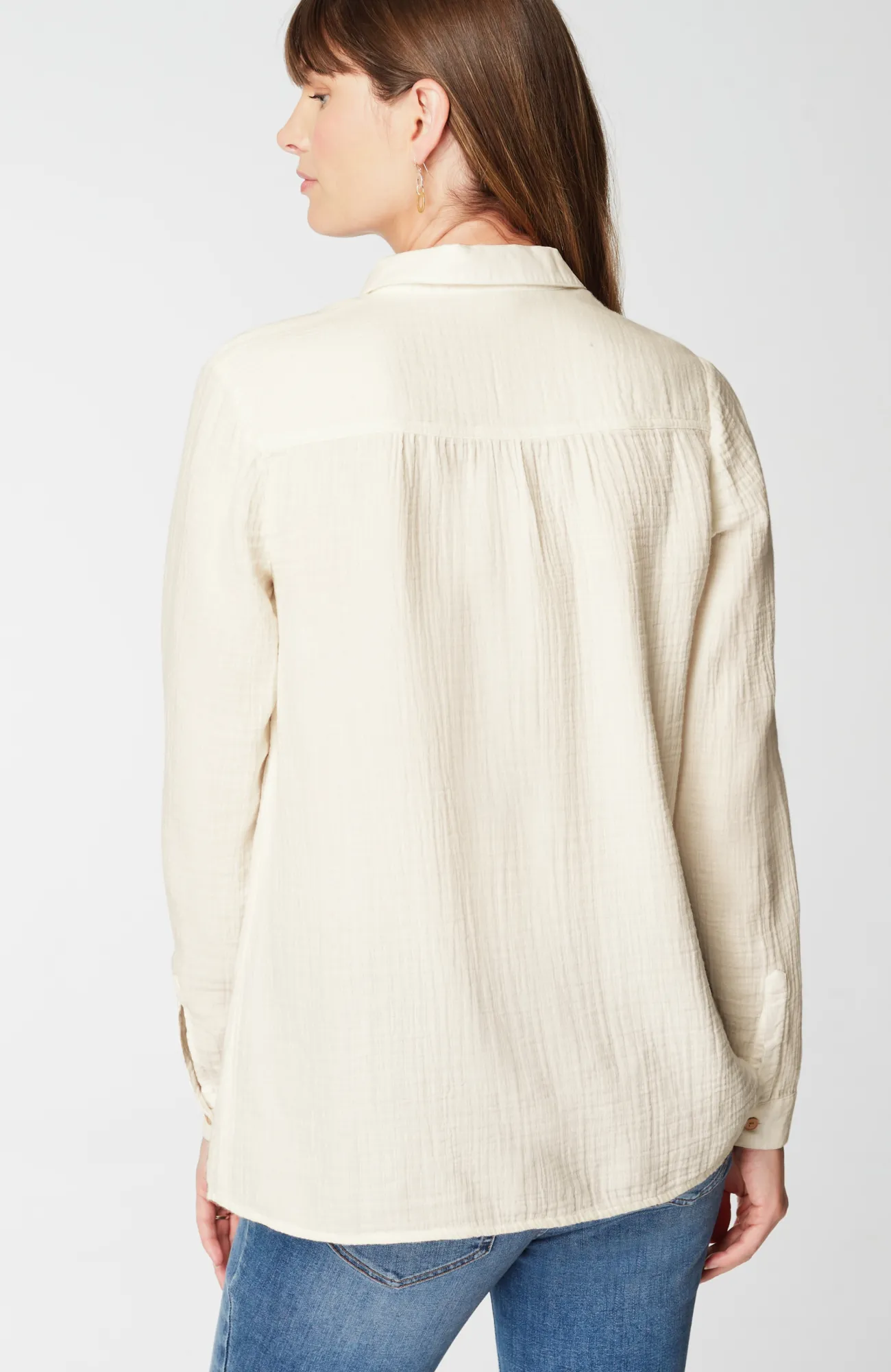 J.Jill Cotton-Gauze Mixed-Media Shirt Best Sale