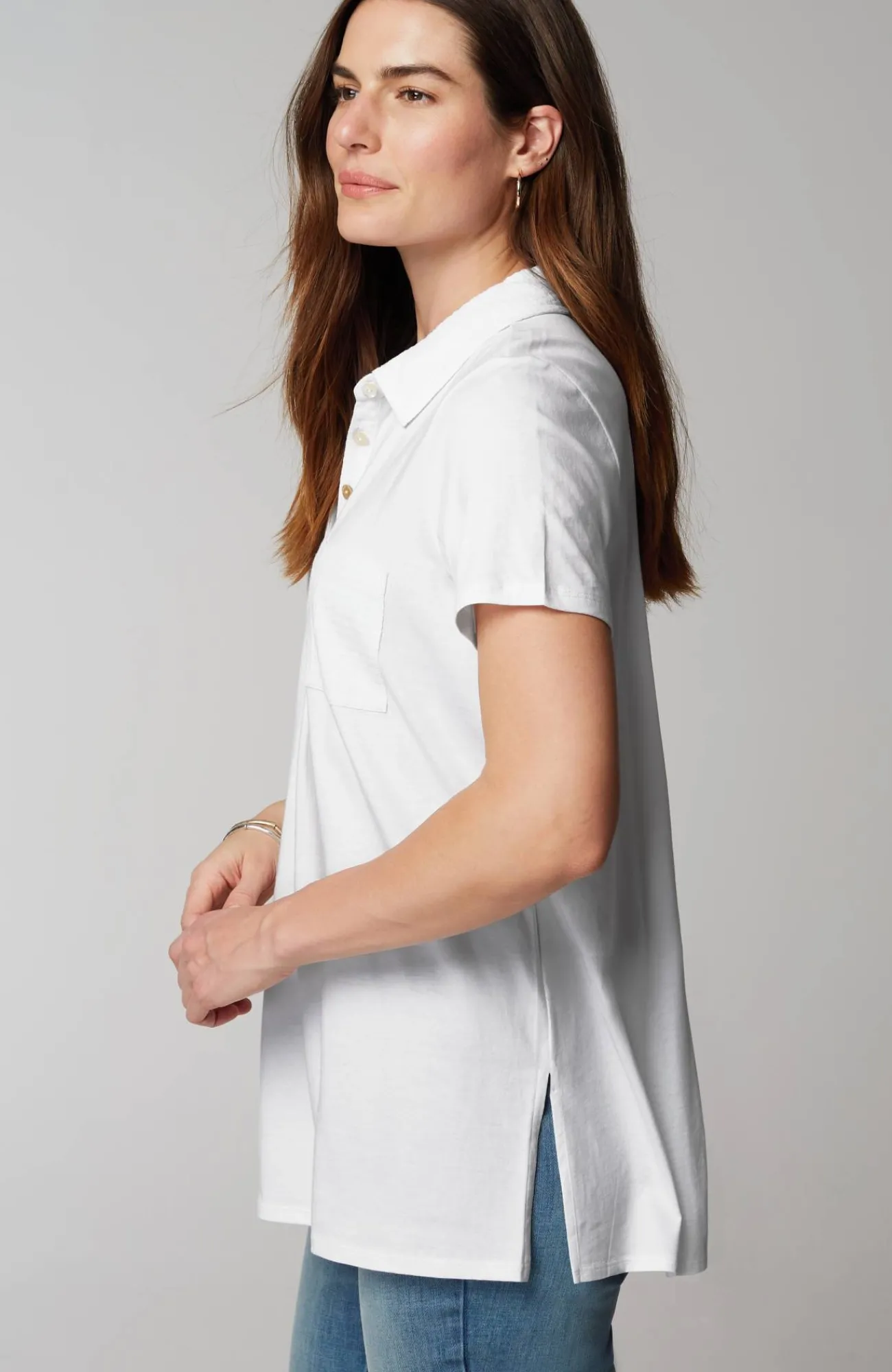 J.Jill Cotton-Gauze Mixed-Media Tunic New