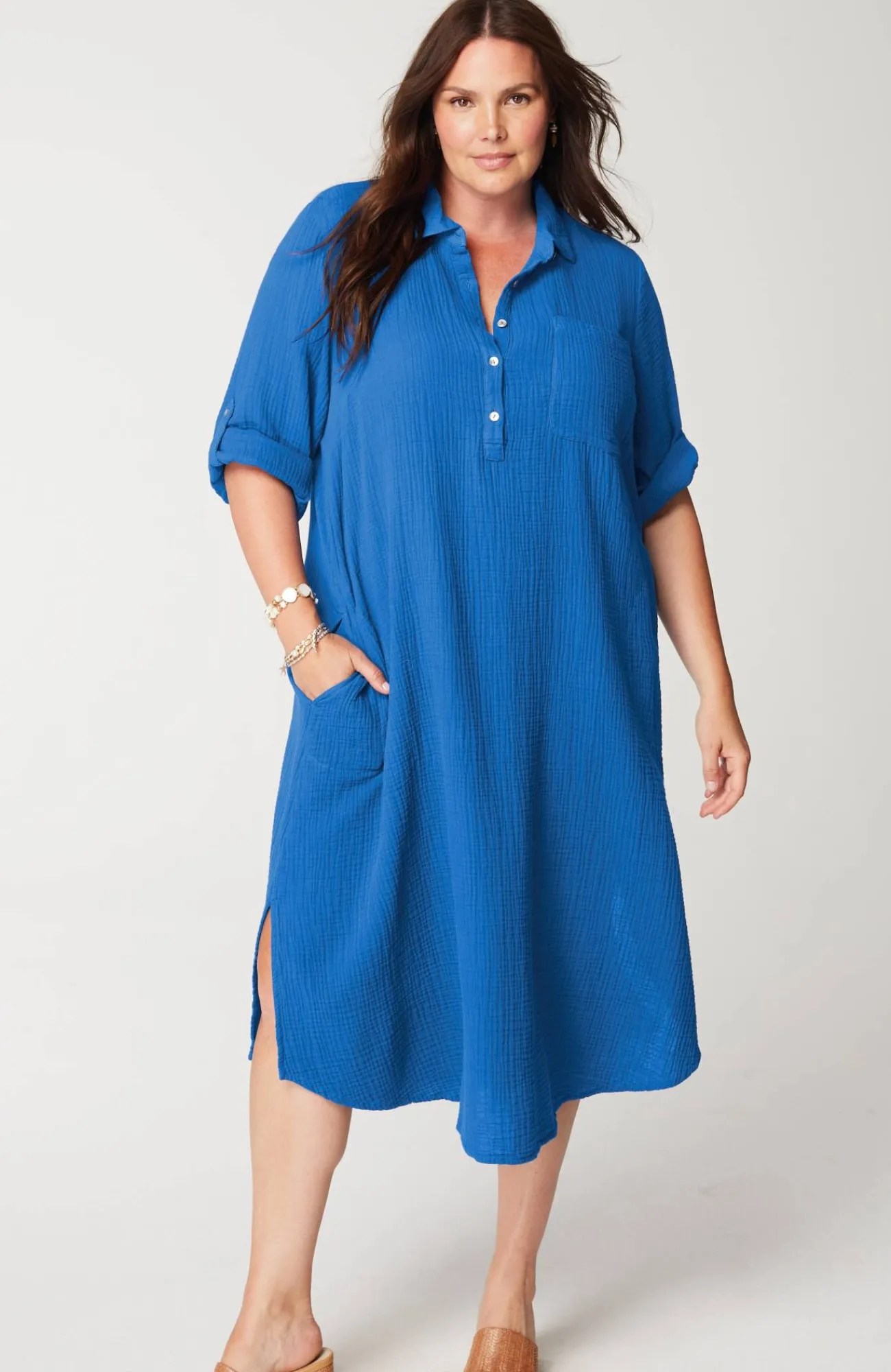J.Jill Cotton-Gauze One-Pocket Shirtdress Discount