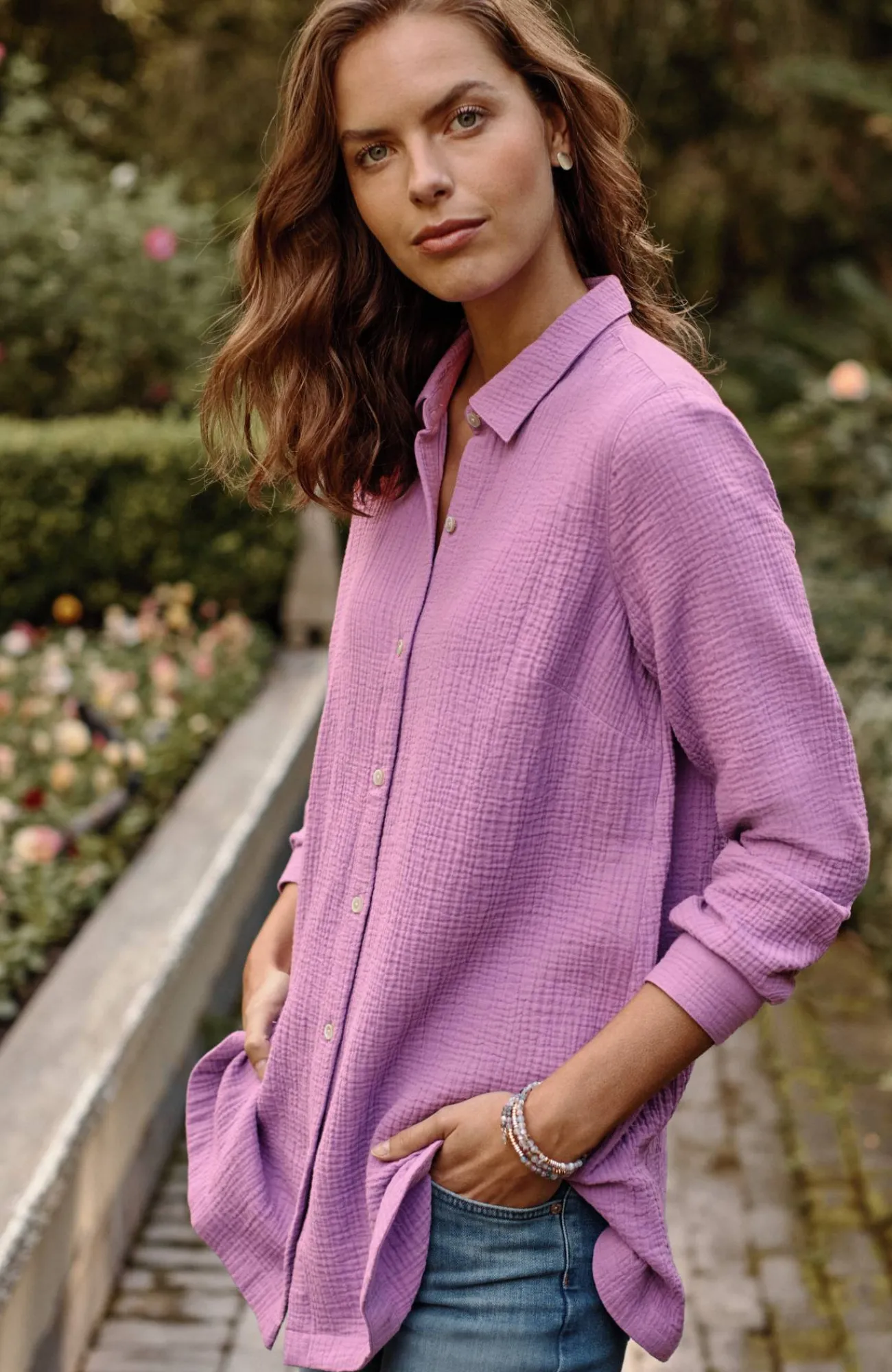 J.Jill Cotton-Gauze Split-Hem Tunic Store