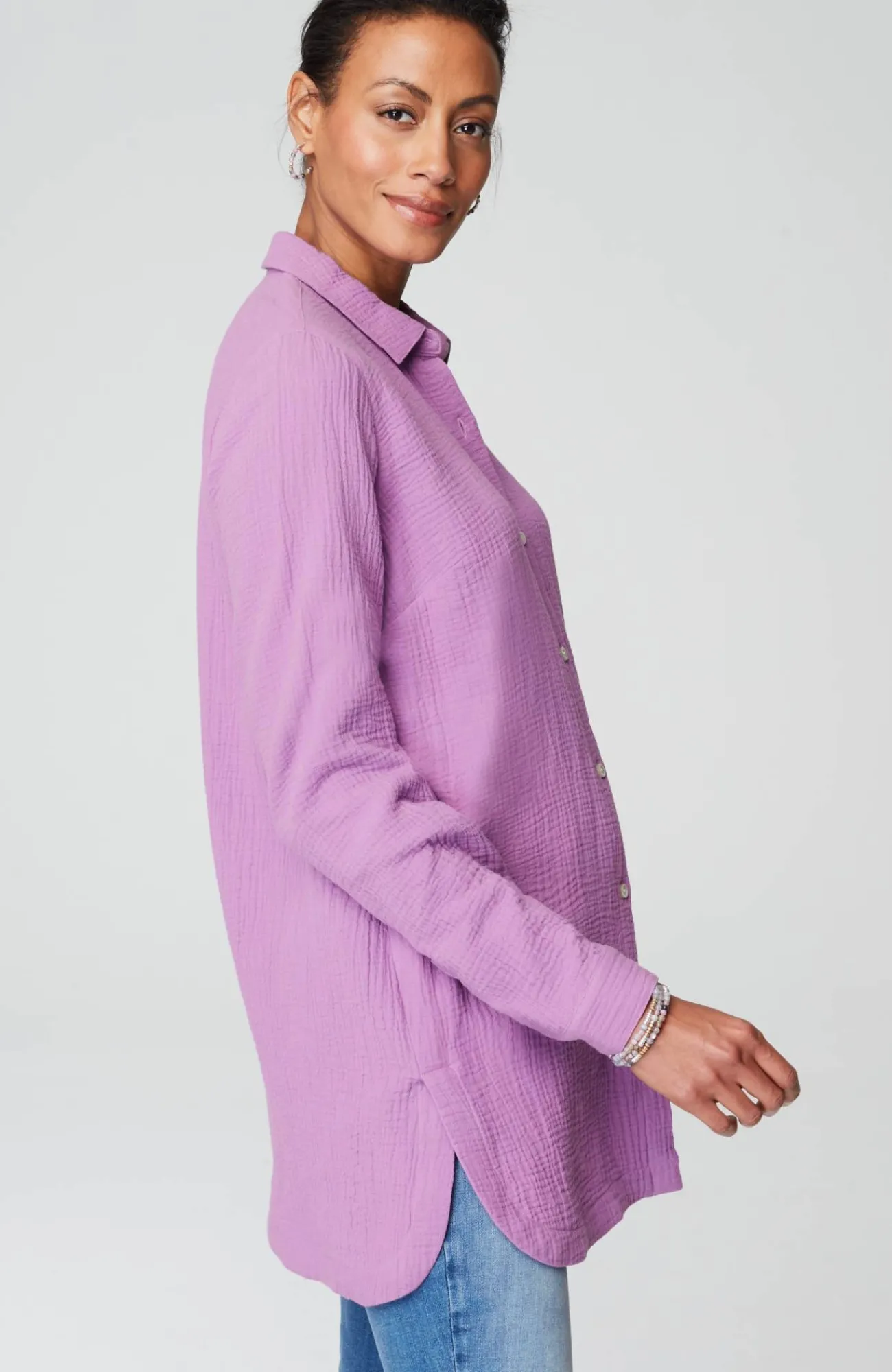 J.Jill Cotton-Gauze Split-Hem Tunic Store