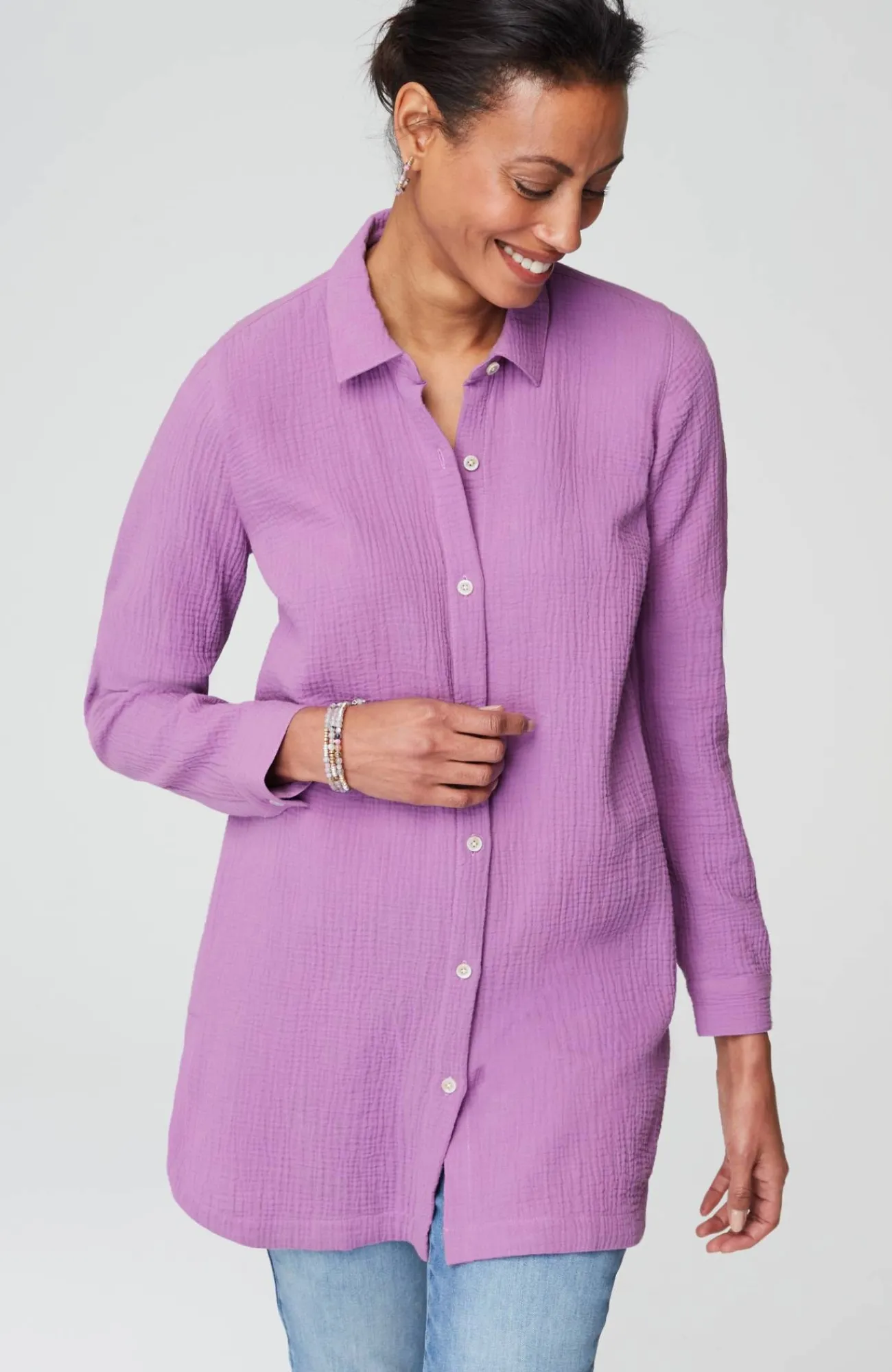 J.Jill Cotton-Gauze Split-Hem Tunic Store