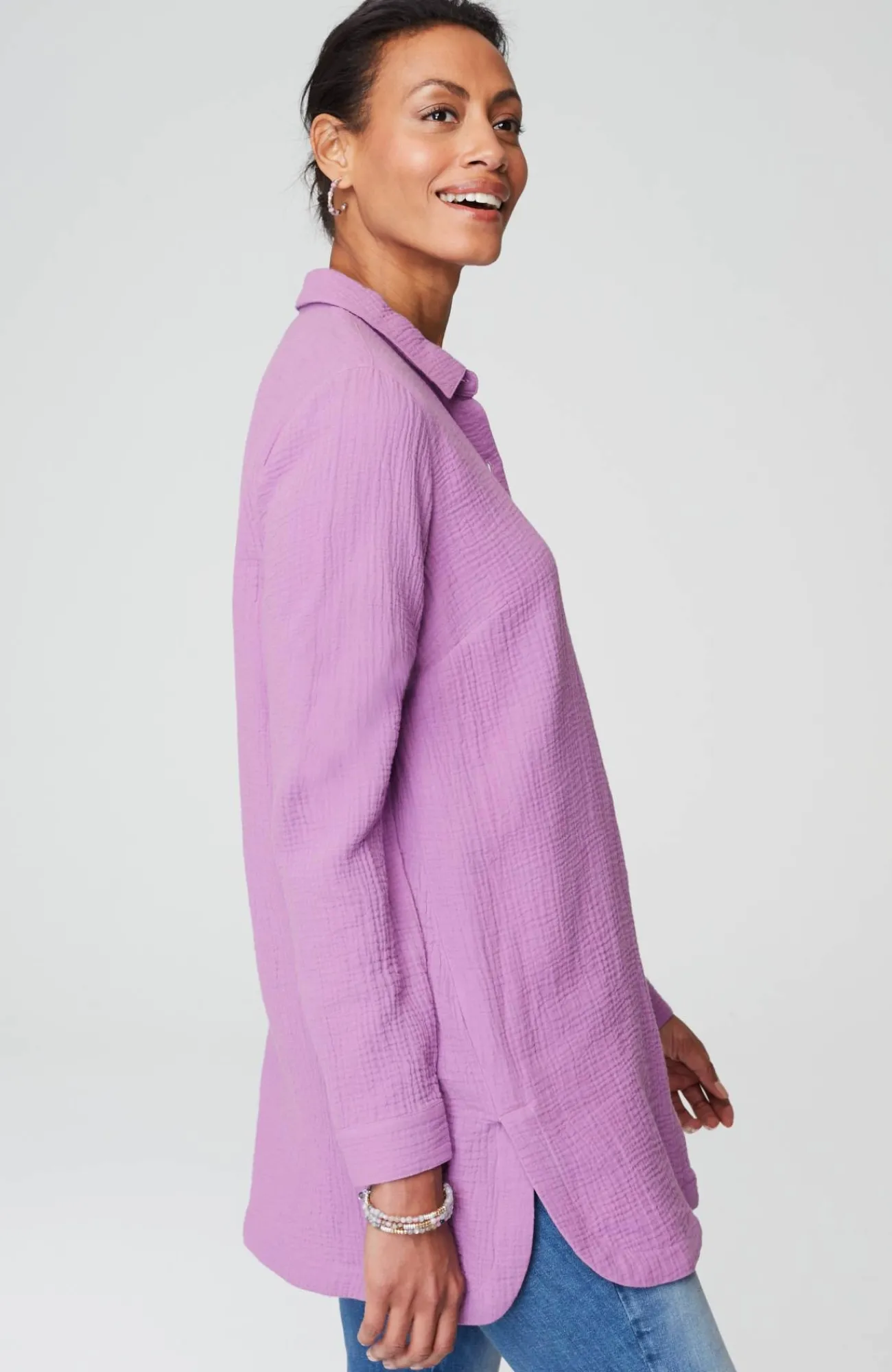 J.Jill Cotton-Gauze Split-Hem Tunic Store