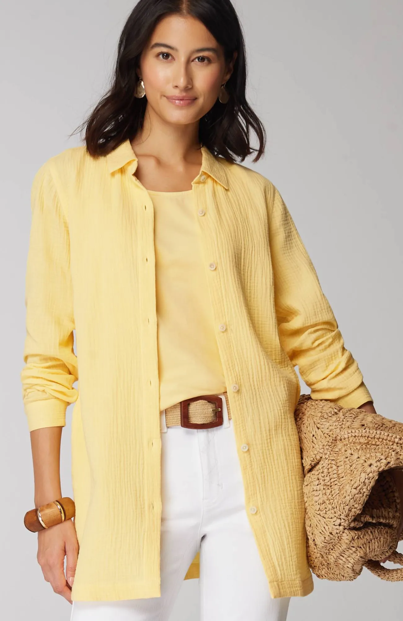 J.Jill Cotton-Gauze Split-Hem Tunic Store