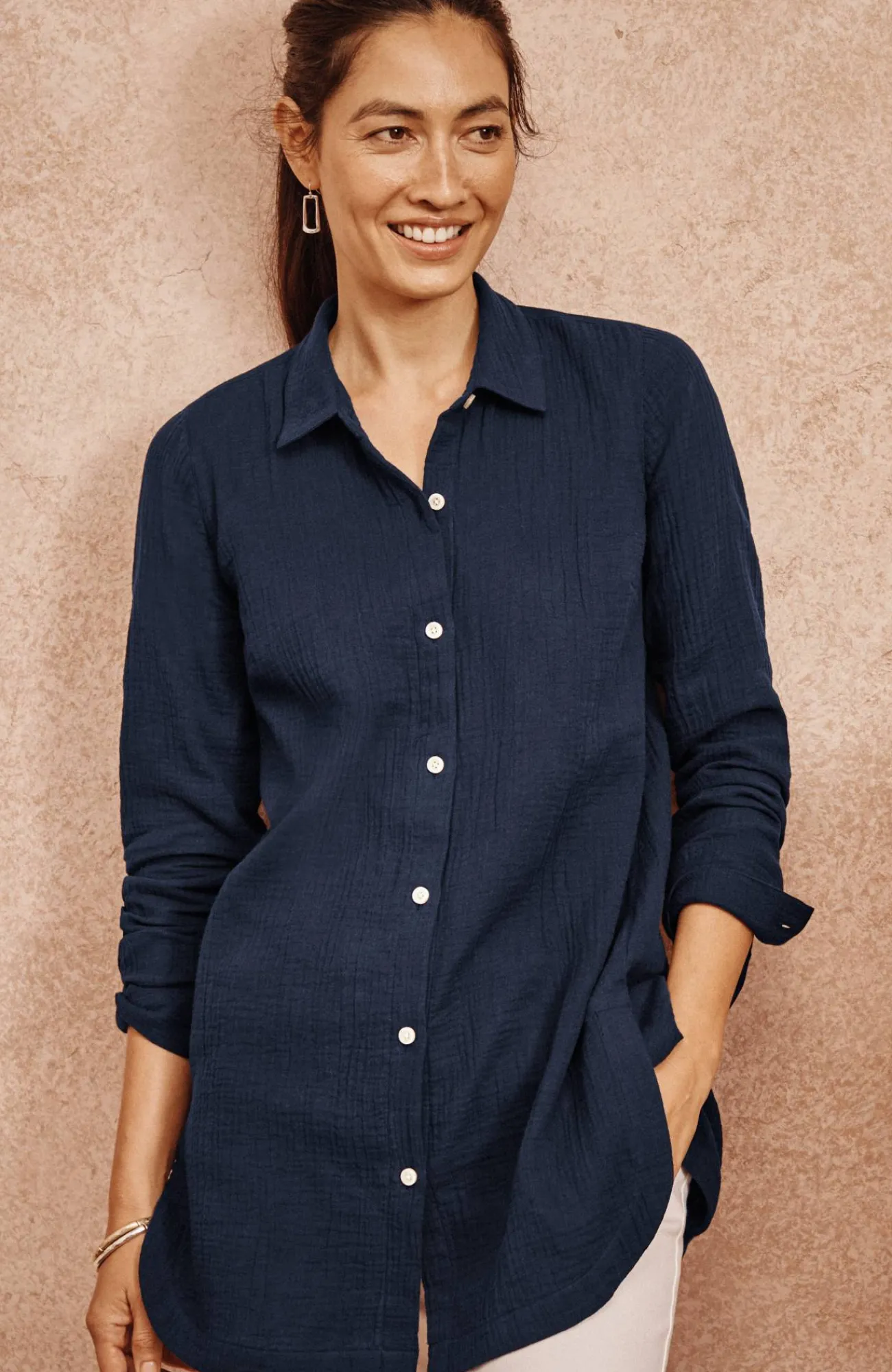 J.Jill Cotton-Gauze Split-Hem Tunic Store