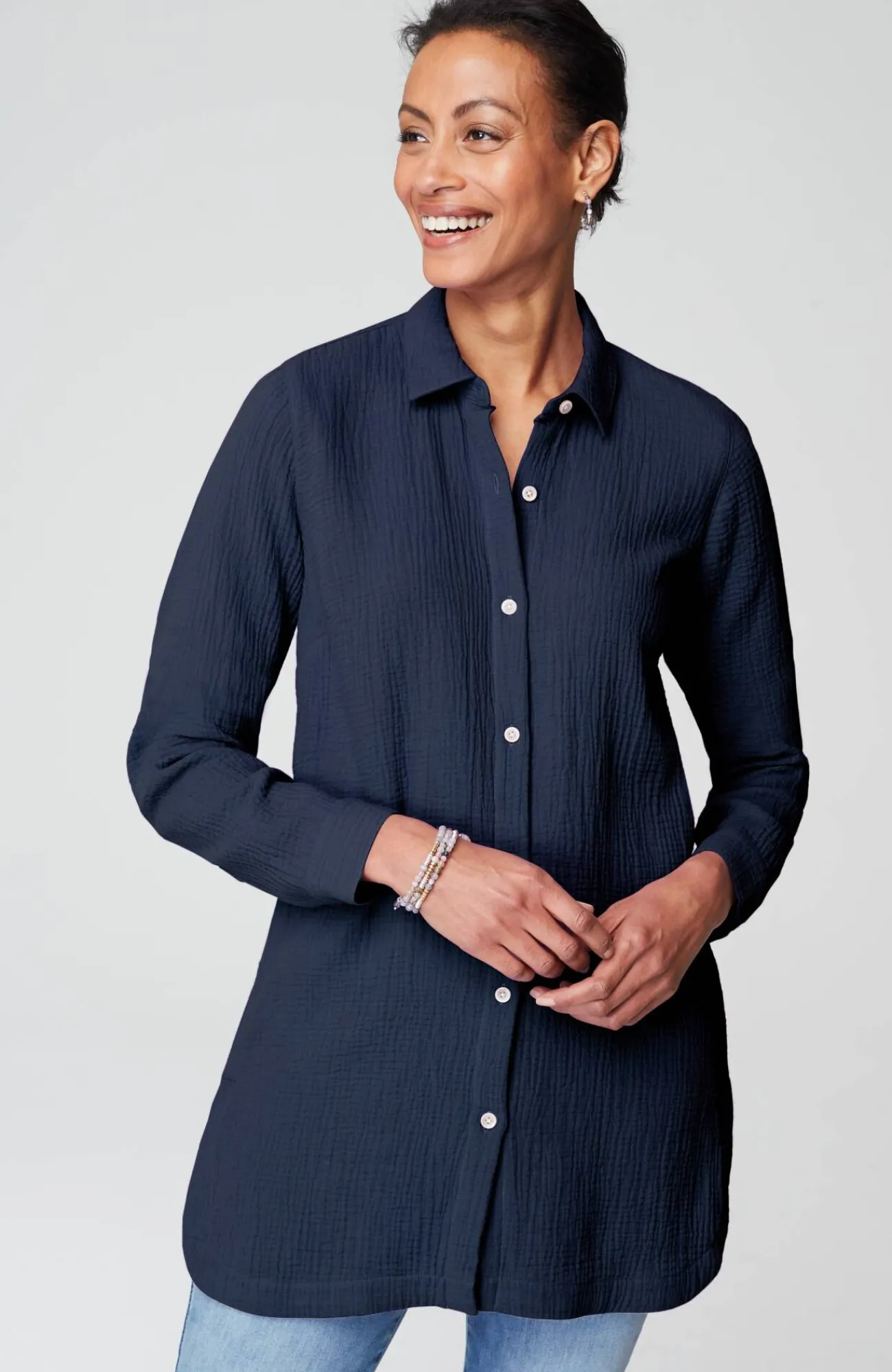 J.Jill Cotton-Gauze Split-Hem Tunic Store