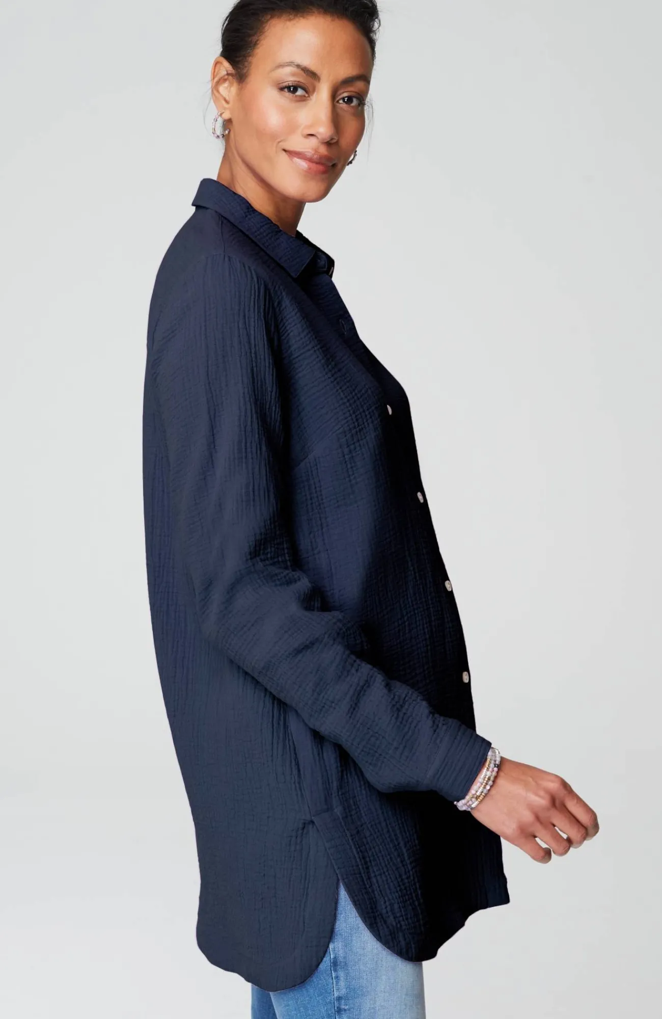 J.Jill Cotton-Gauze Split-Hem Tunic Store