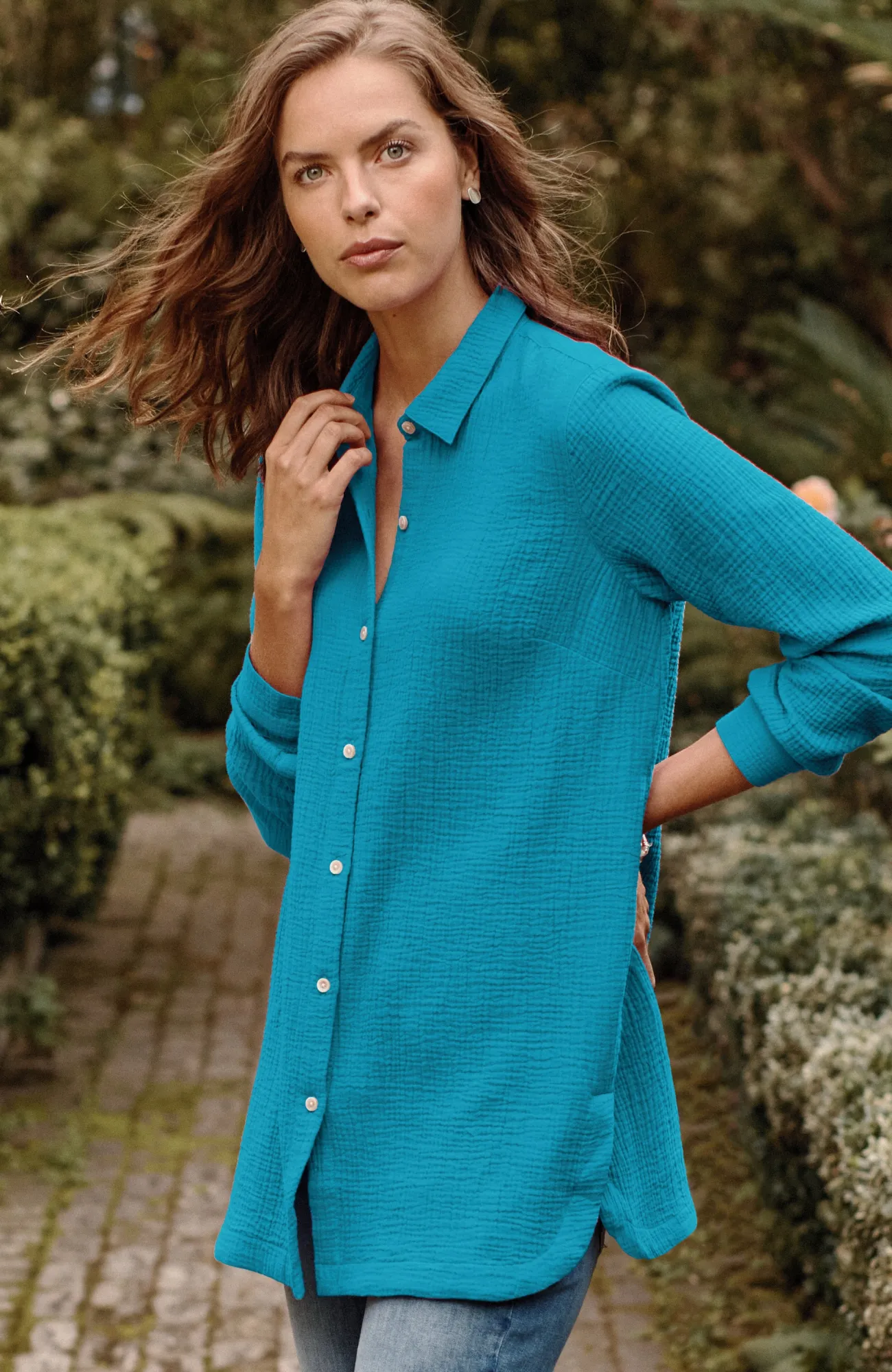 J.Jill Cotton-Gauze Split-Hem Tunic Store