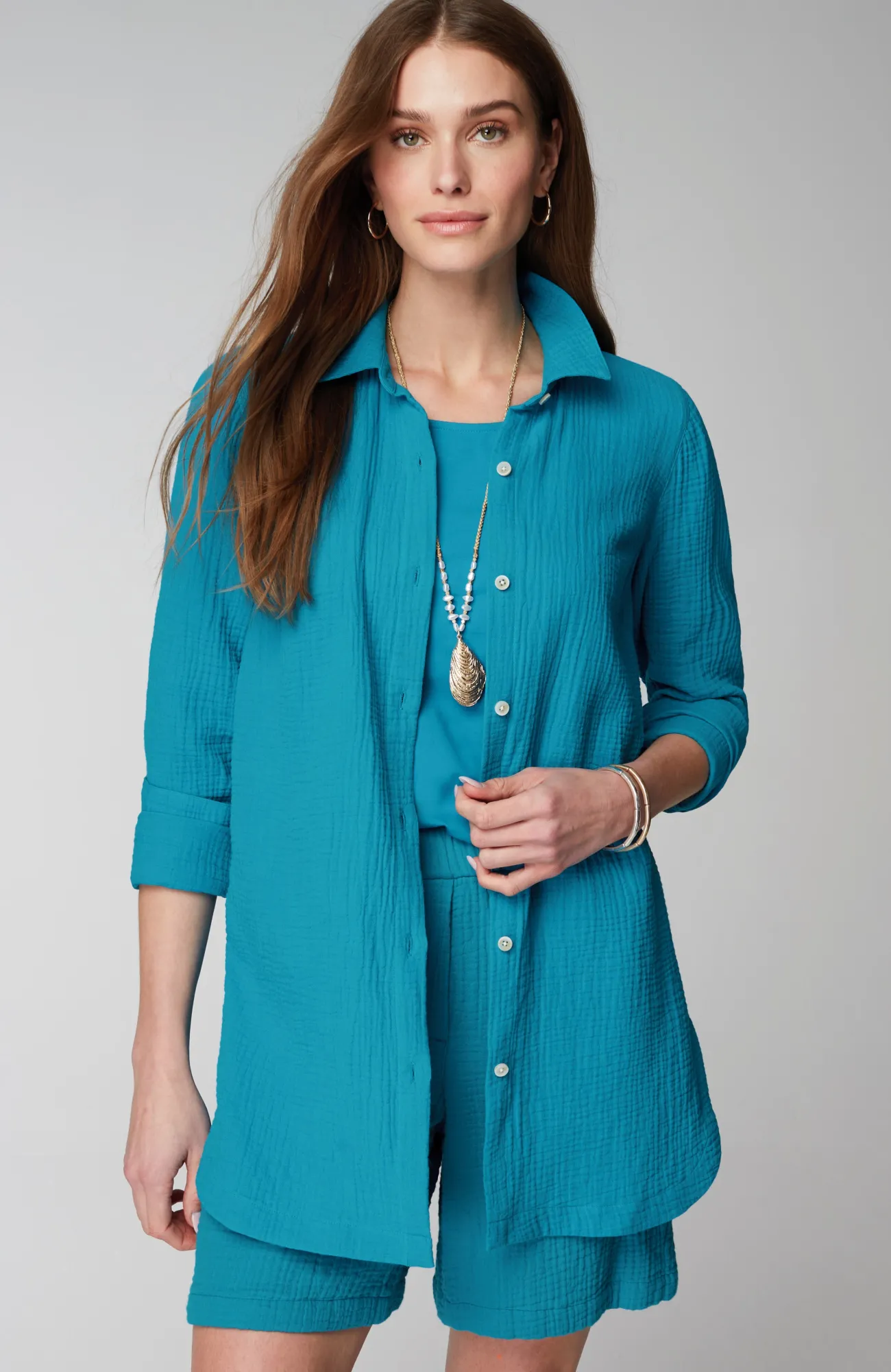 J.Jill Cotton-Gauze Split-Hem Tunic Store