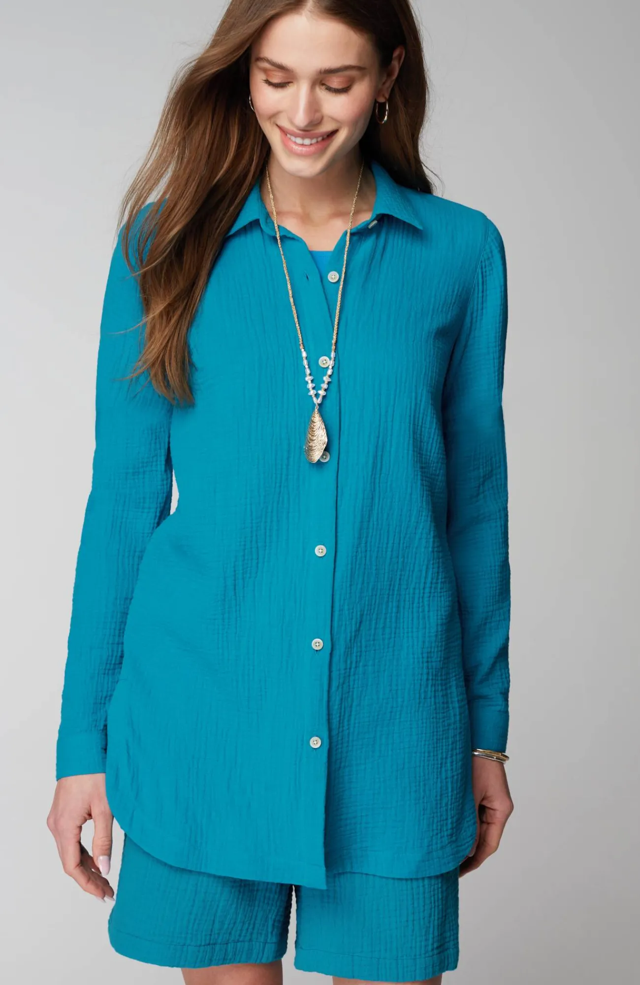 J.Jill Cotton-Gauze Split-Hem Tunic Store
