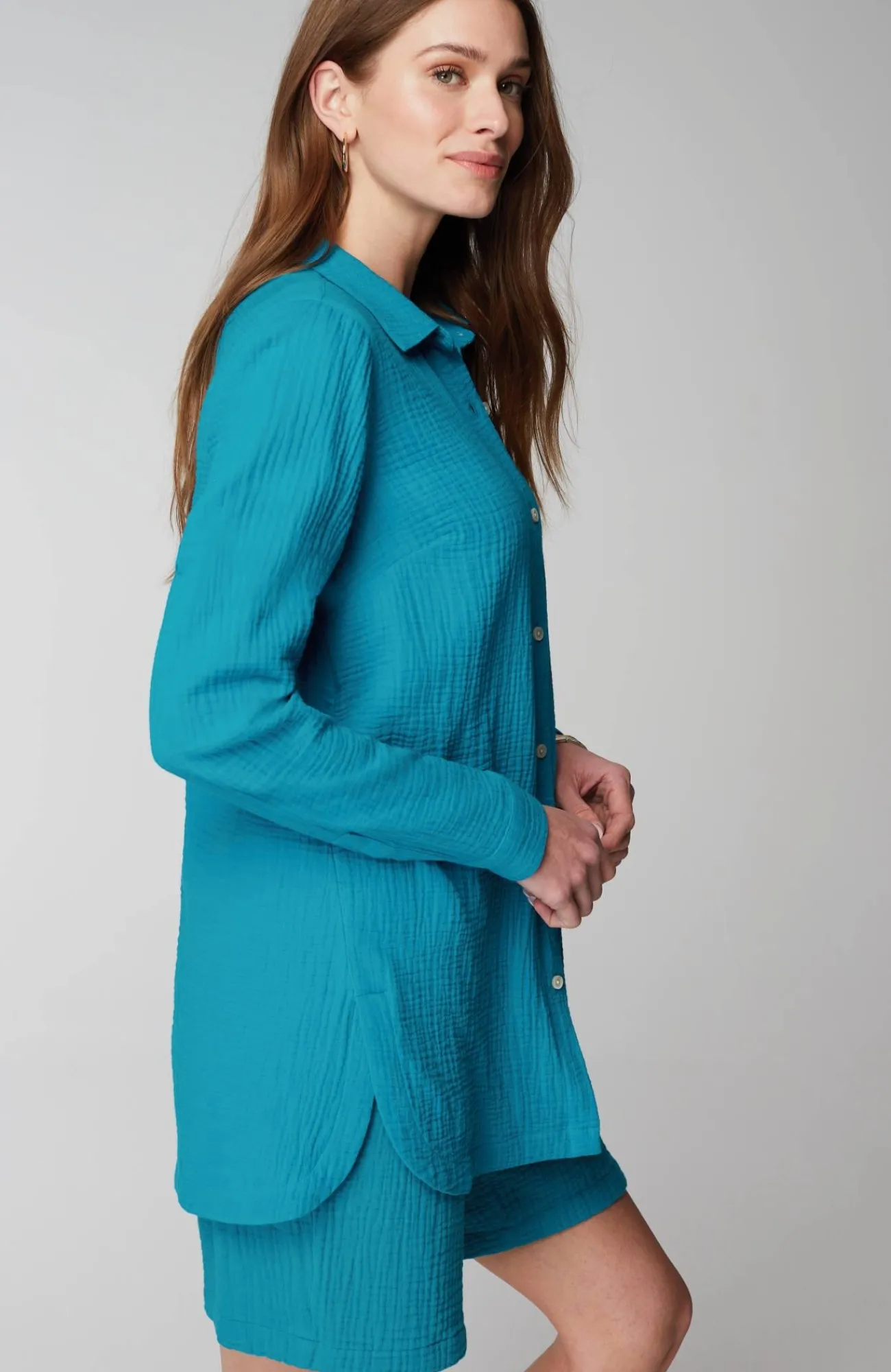 J.Jill Cotton-Gauze Split-Hem Tunic Store