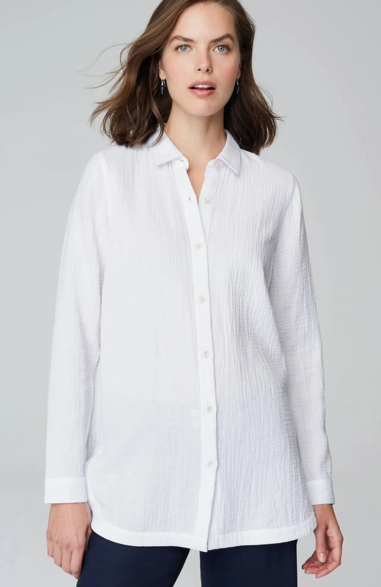 J.Jill Cotton-Gauze Split-Hem Tunic Store