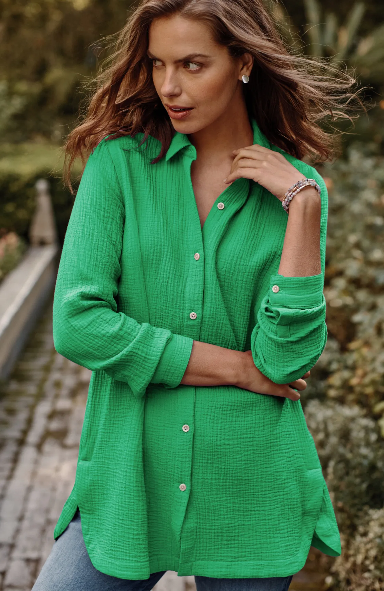 J.Jill Cotton-Gauze Split-Hem Tunic Store