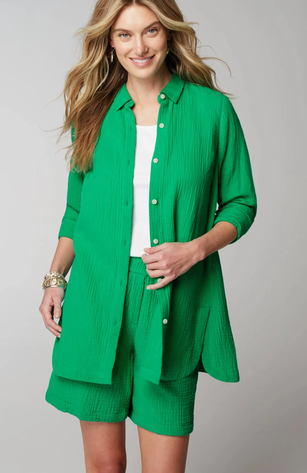 J.Jill Cotton-Gauze Split-Hem Tunic Store