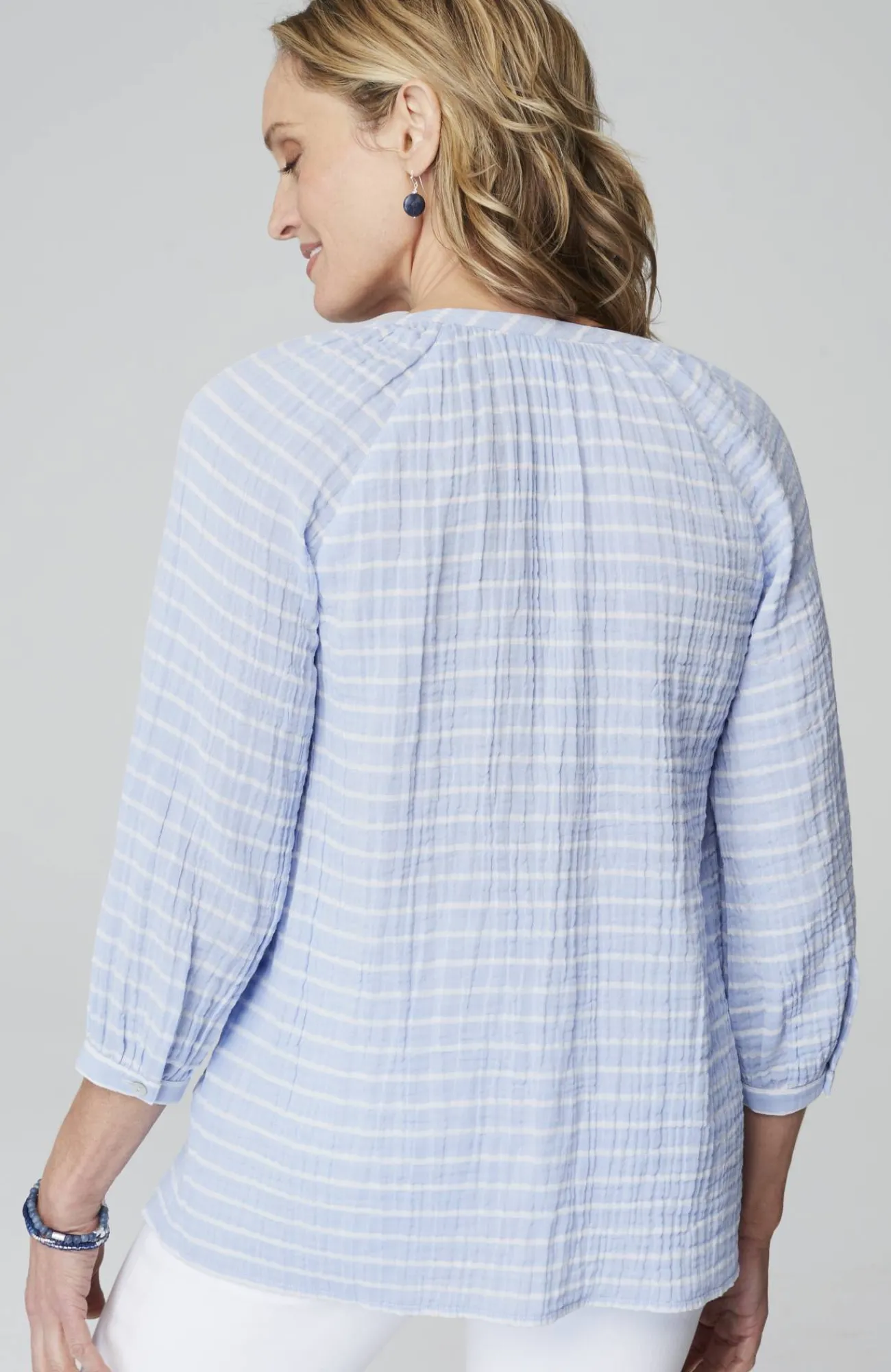 J.Jill Cotton-Gauze Striped Button-Front Top Shop