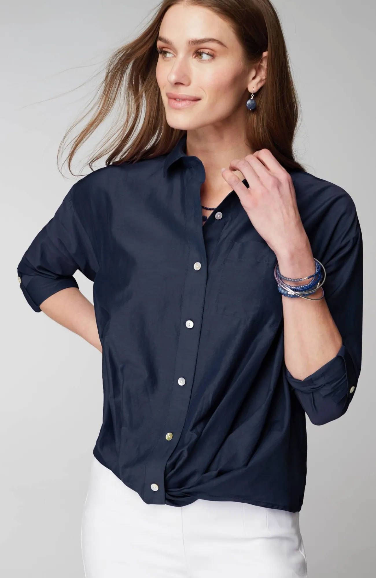 J.Jill Cotton-Silk Twist-Front Top Cheap