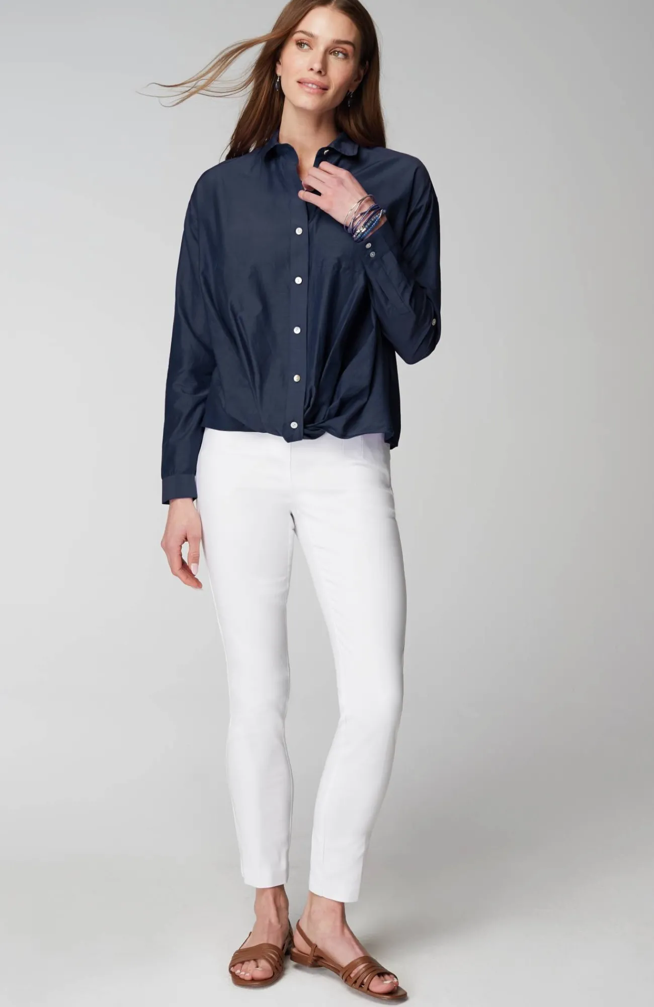 J.Jill Cotton-Silk Twist-Front Top Cheap