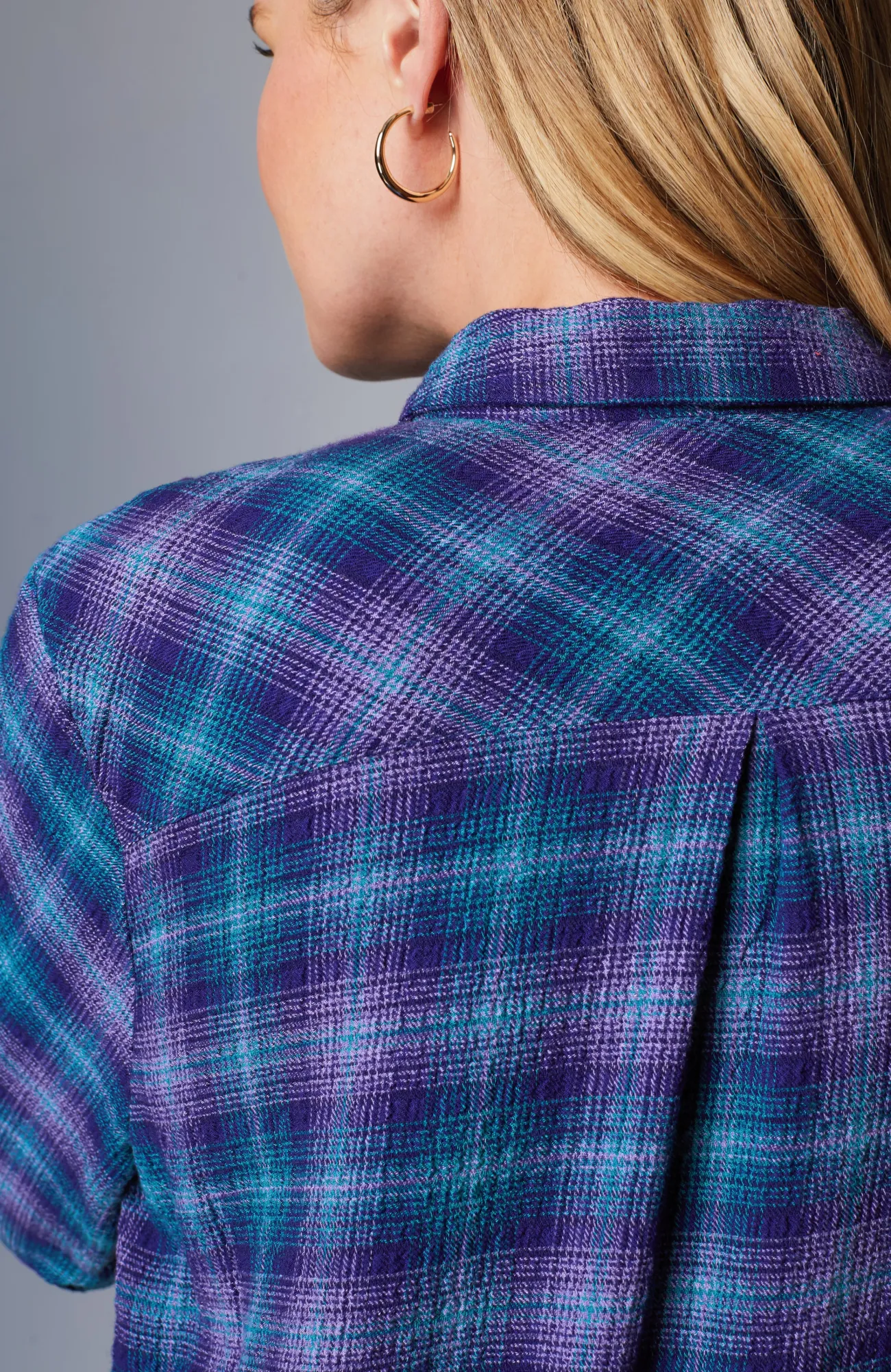 J.Jill Crinkled Plaid Button-Front Tunic Outlet
