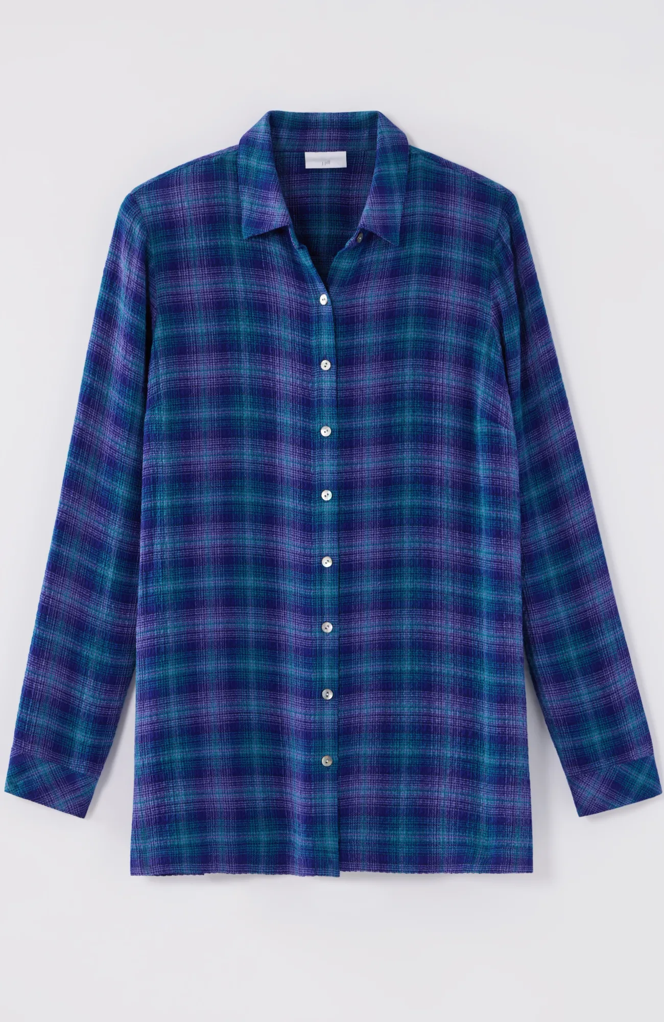 J.Jill Crinkled Plaid Button-Front Tunic Outlet