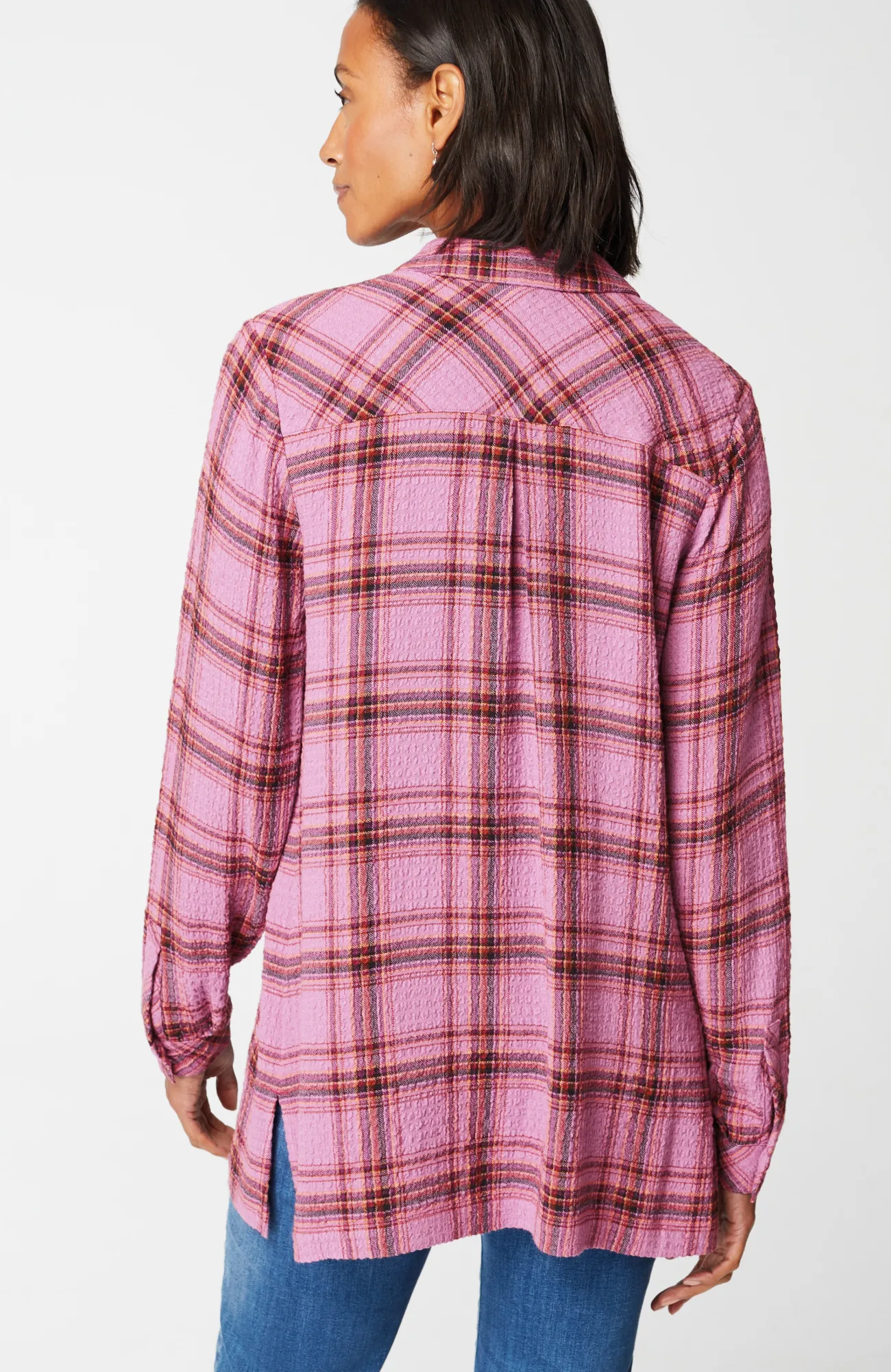 J.Jill Crinkled Plaid Button-Front Tunic Outlet