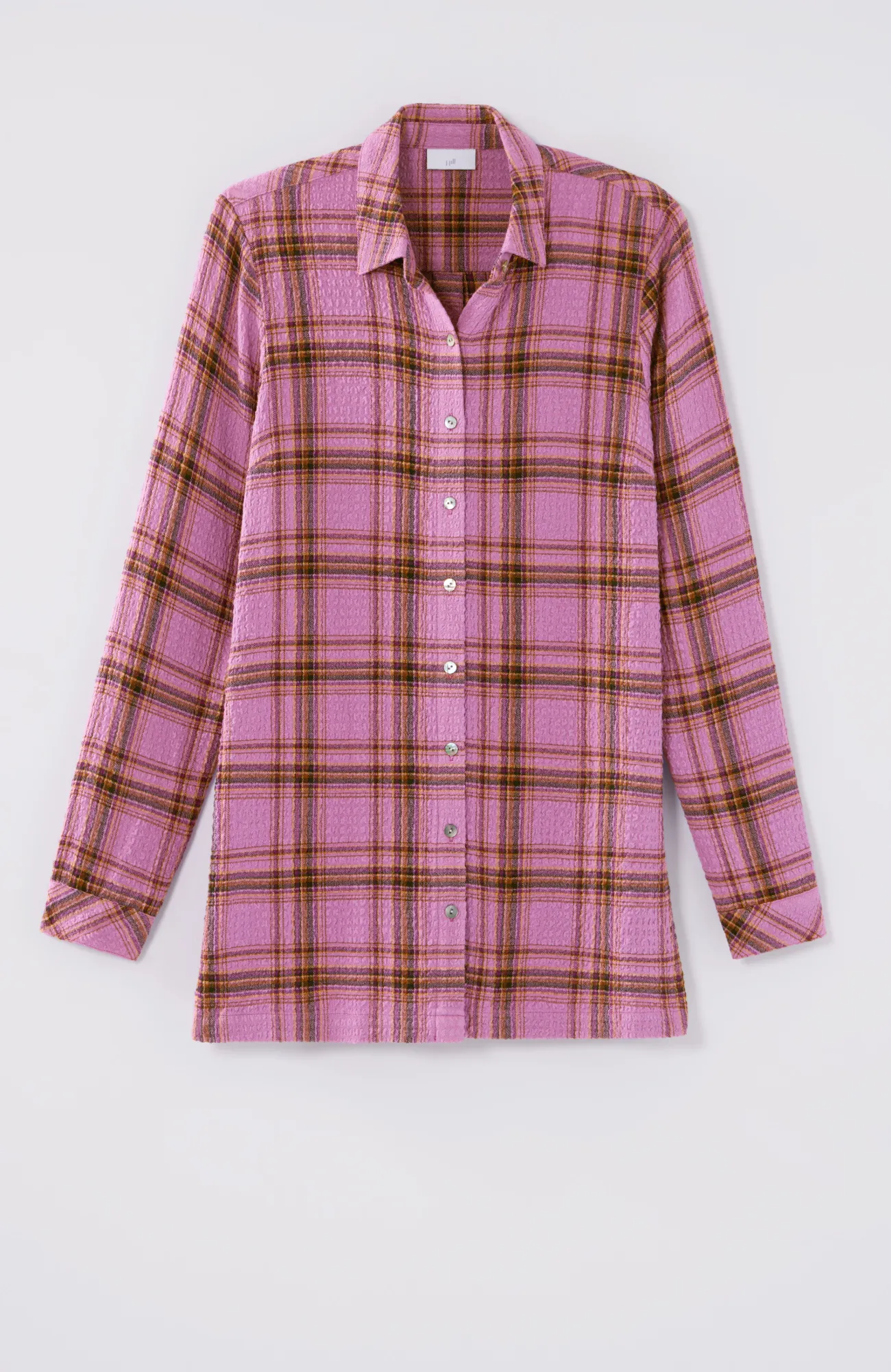 J.Jill Crinkled Plaid Button-Front Tunic Outlet