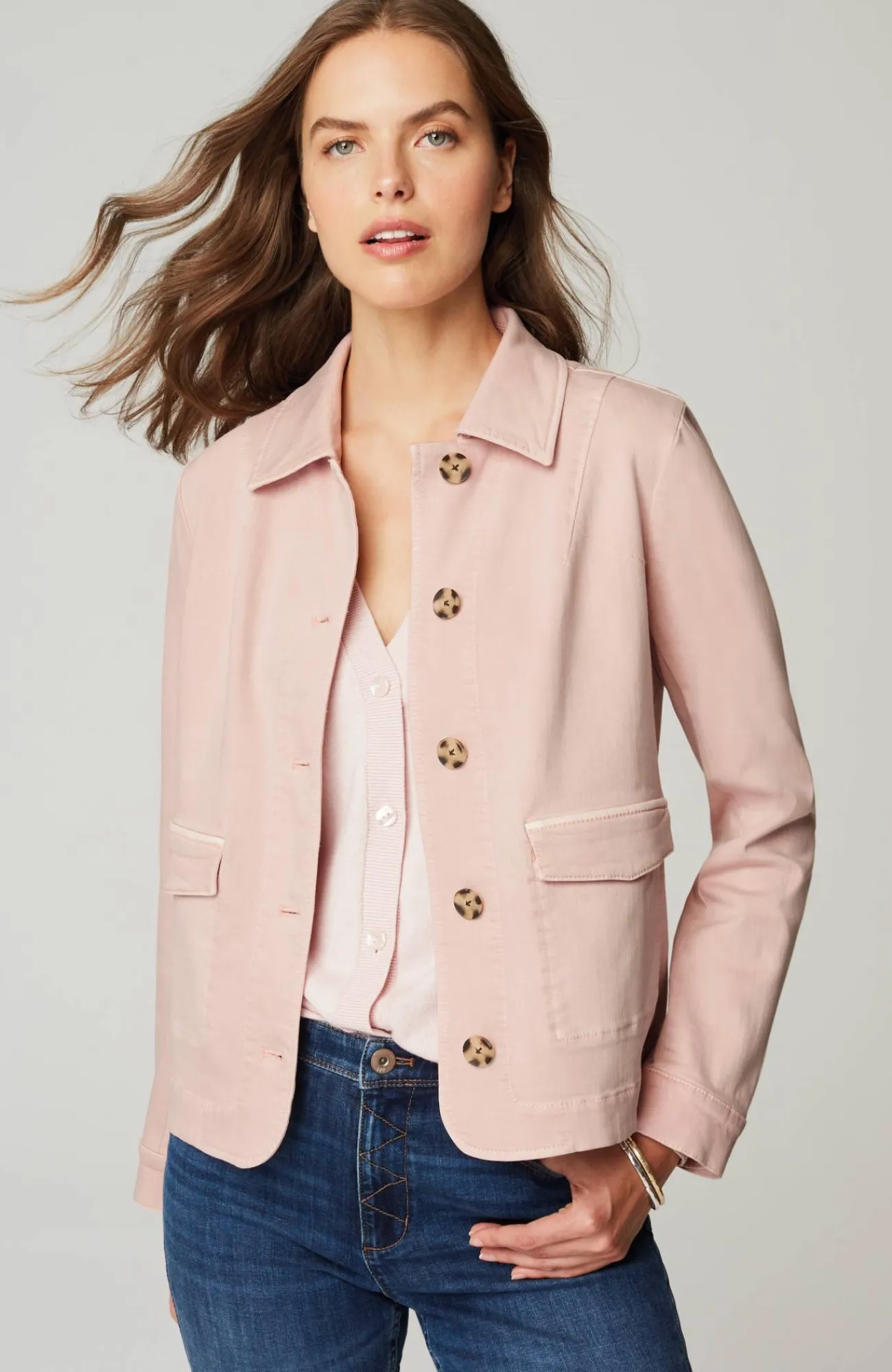 J.Jill Curved-Hem Denim Jacket Outlet