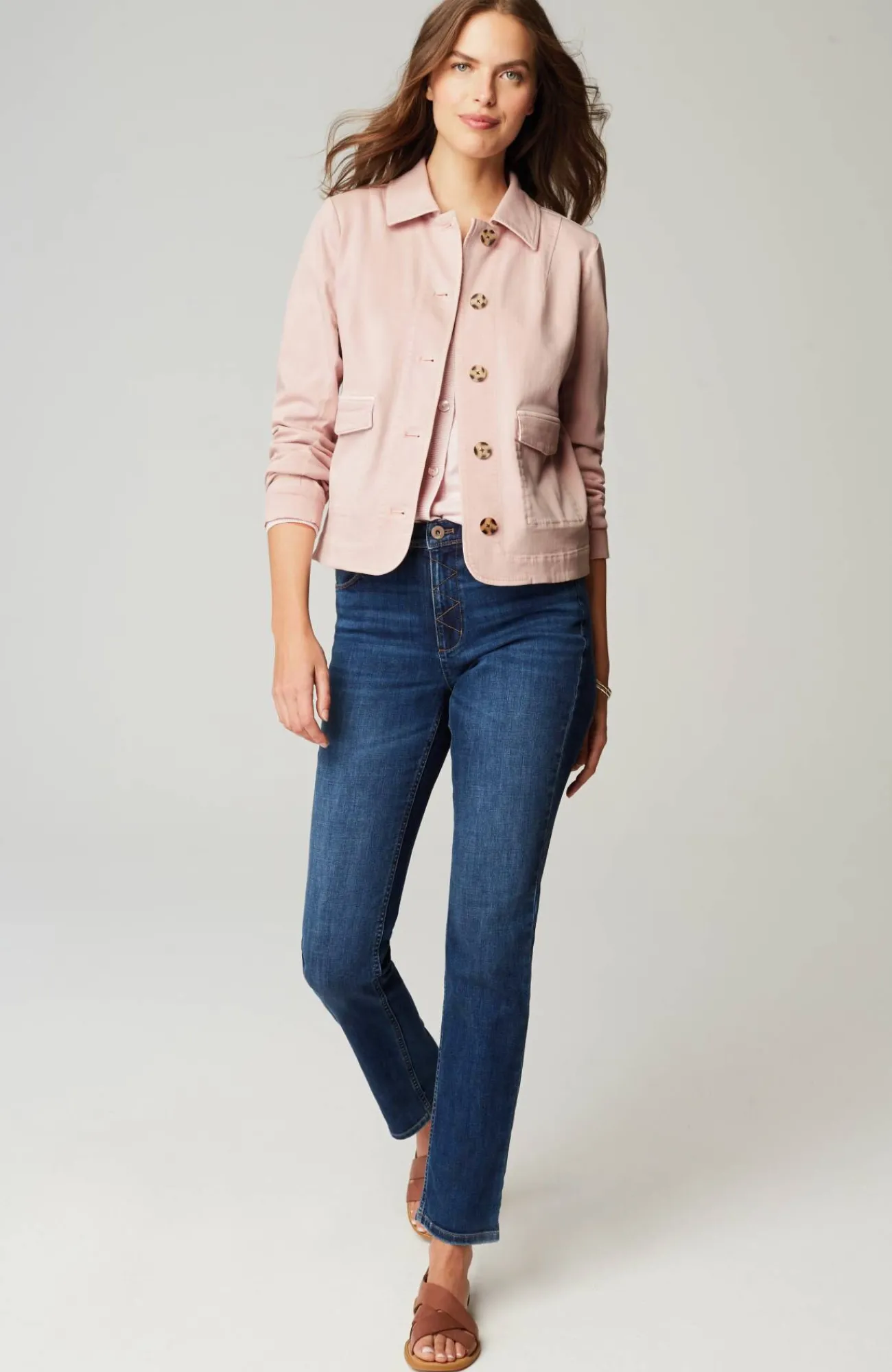 J.Jill Curved-Hem Denim Jacket Outlet