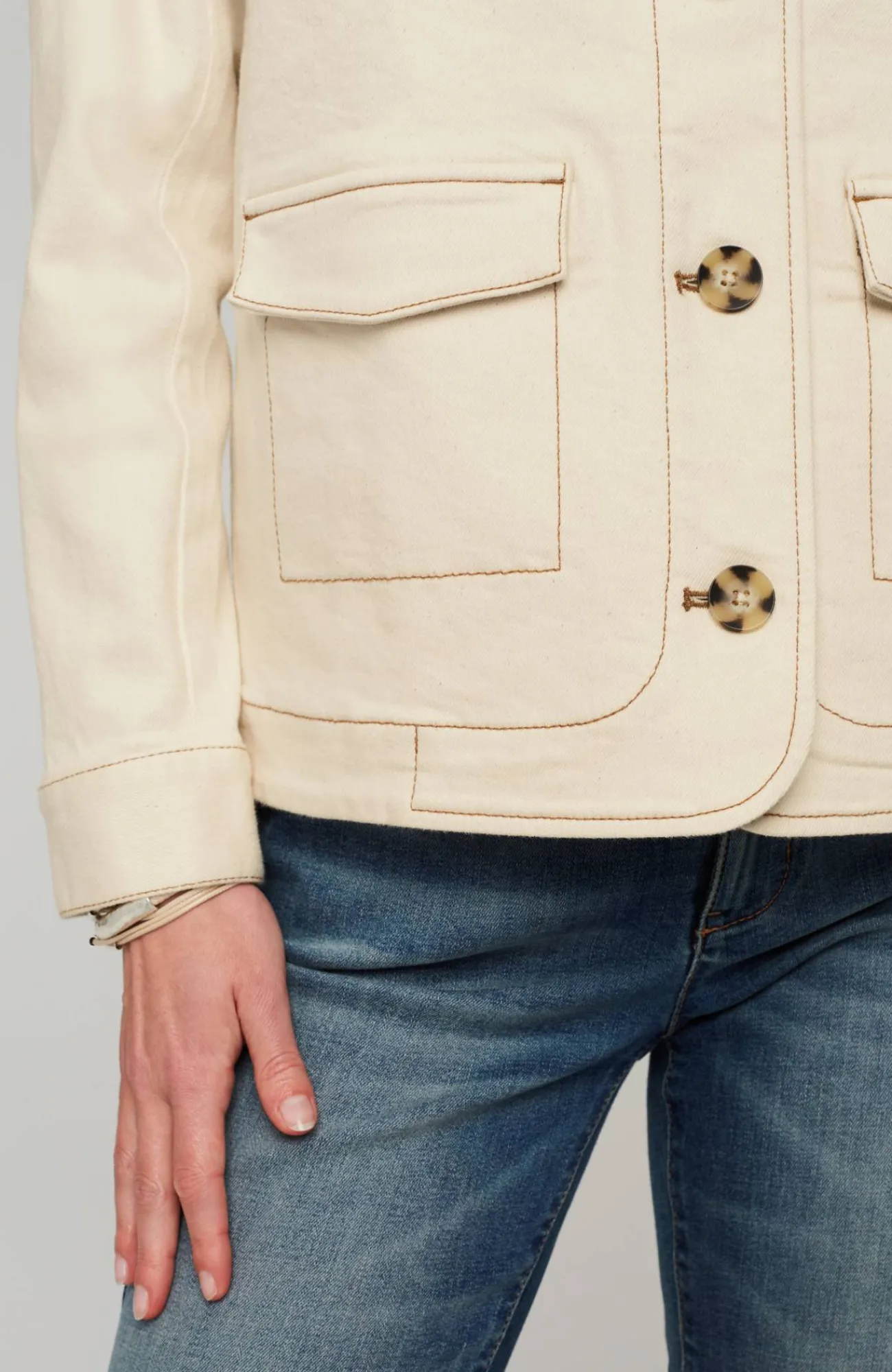 J.Jill Curved-Hem Denim Jacket Outlet
