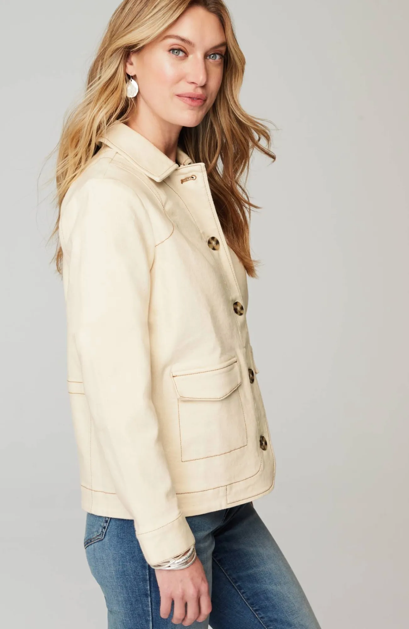 J.Jill Curved-Hem Denim Jacket Outlet