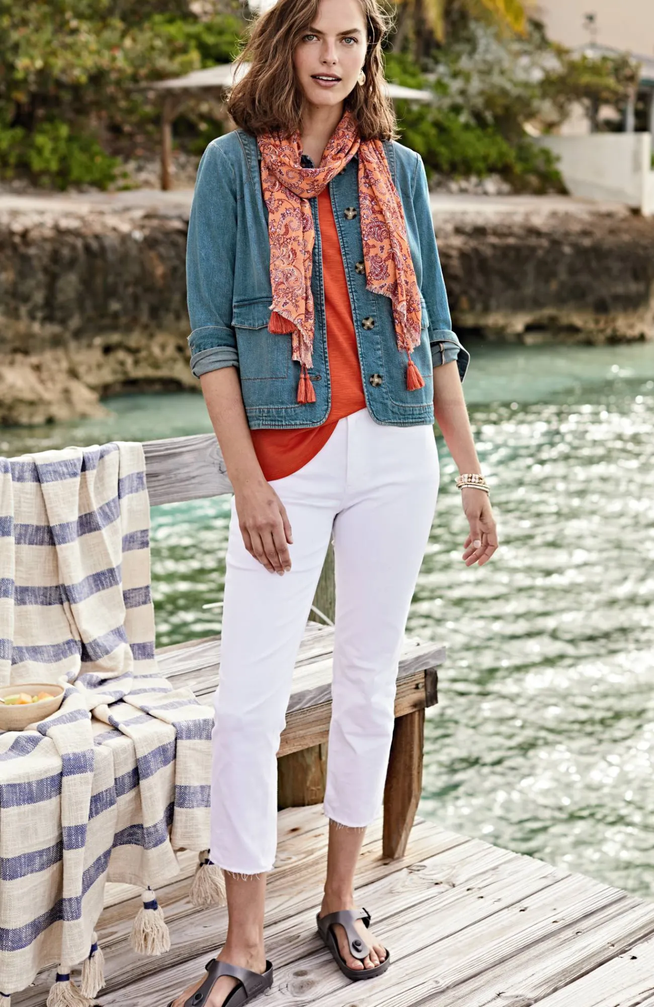 J.Jill Curved-Hem Denim Jacket Outlet