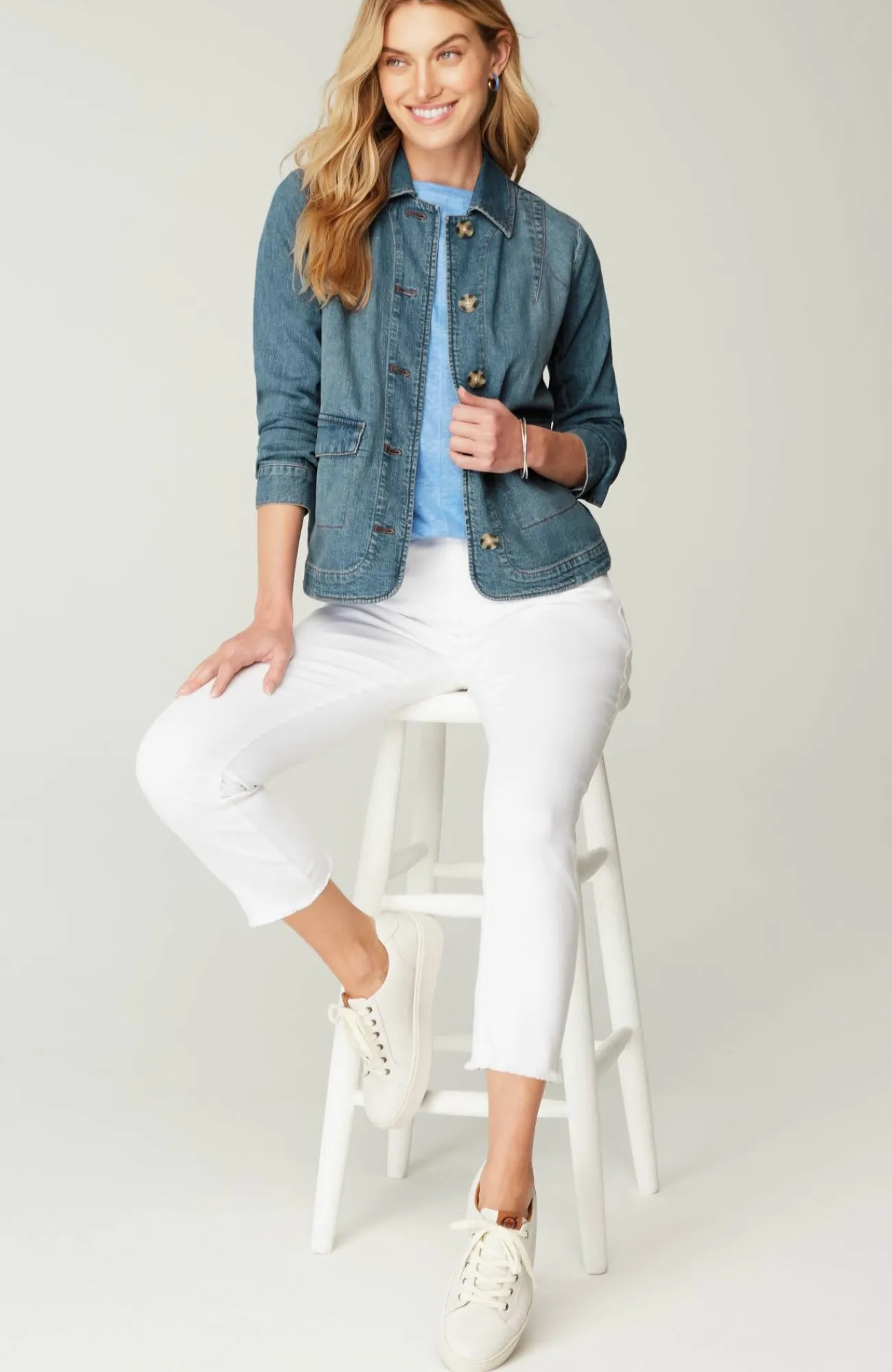 J.Jill Curved-Hem Denim Jacket Outlet
