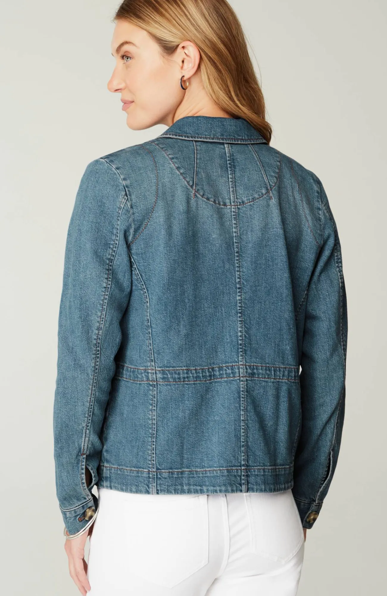 J.Jill Curved-Hem Denim Jacket Outlet