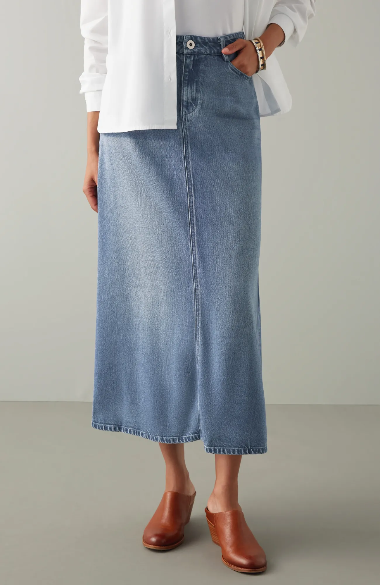 J.Jill Denim A-Line Maxi Skirt Newbury Wash Store